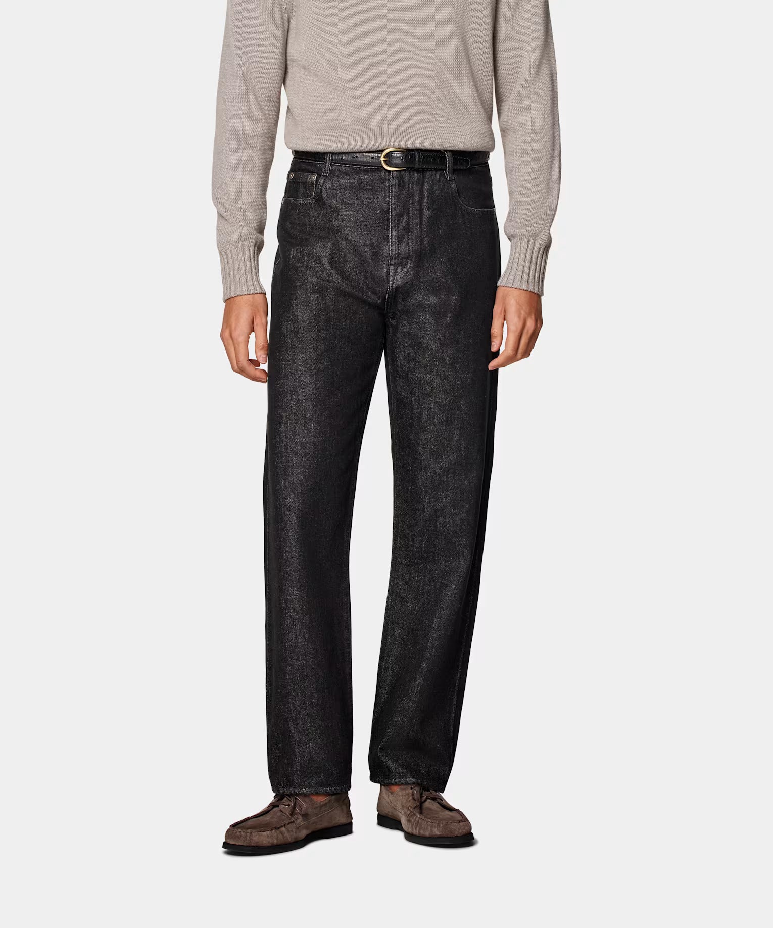 Dark Grey Straight Leg Tapered Jeans