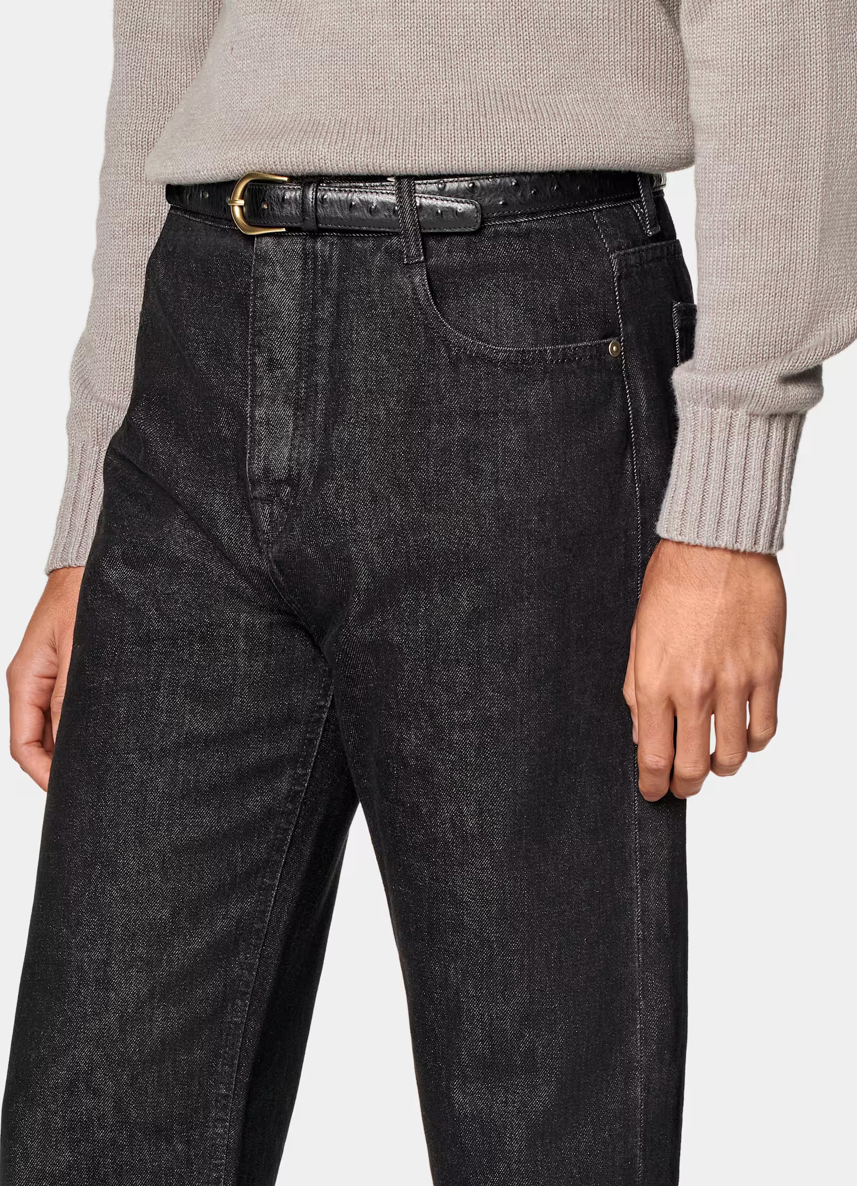 Dark Grey Straight Leg Tapered Jeans