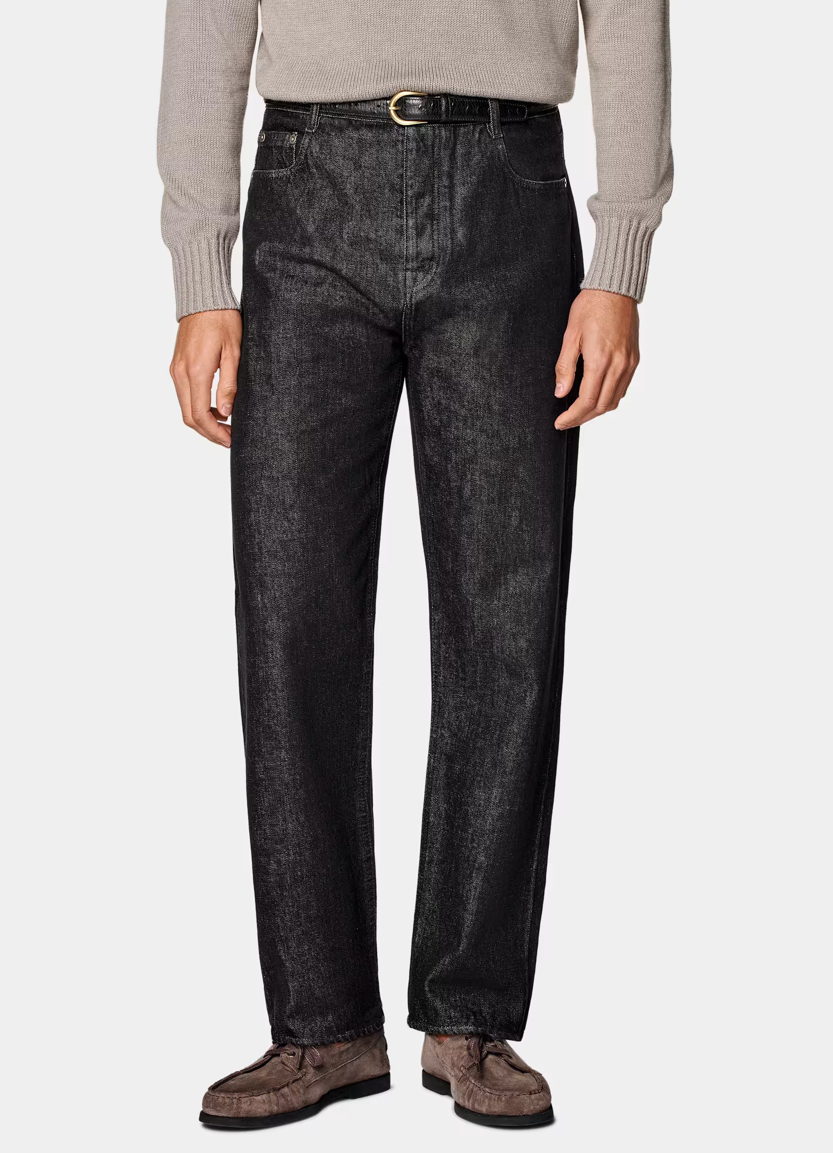 Dark Grey Straight Leg Tapered Jeans