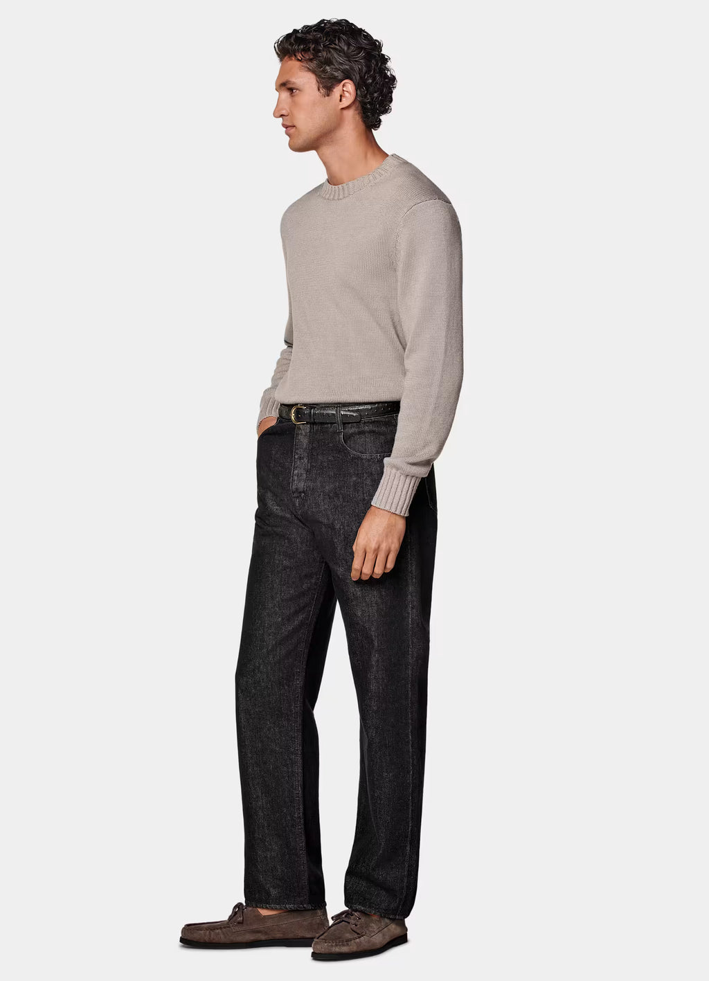Dark Grey Straight Leg Tapered Jeans
