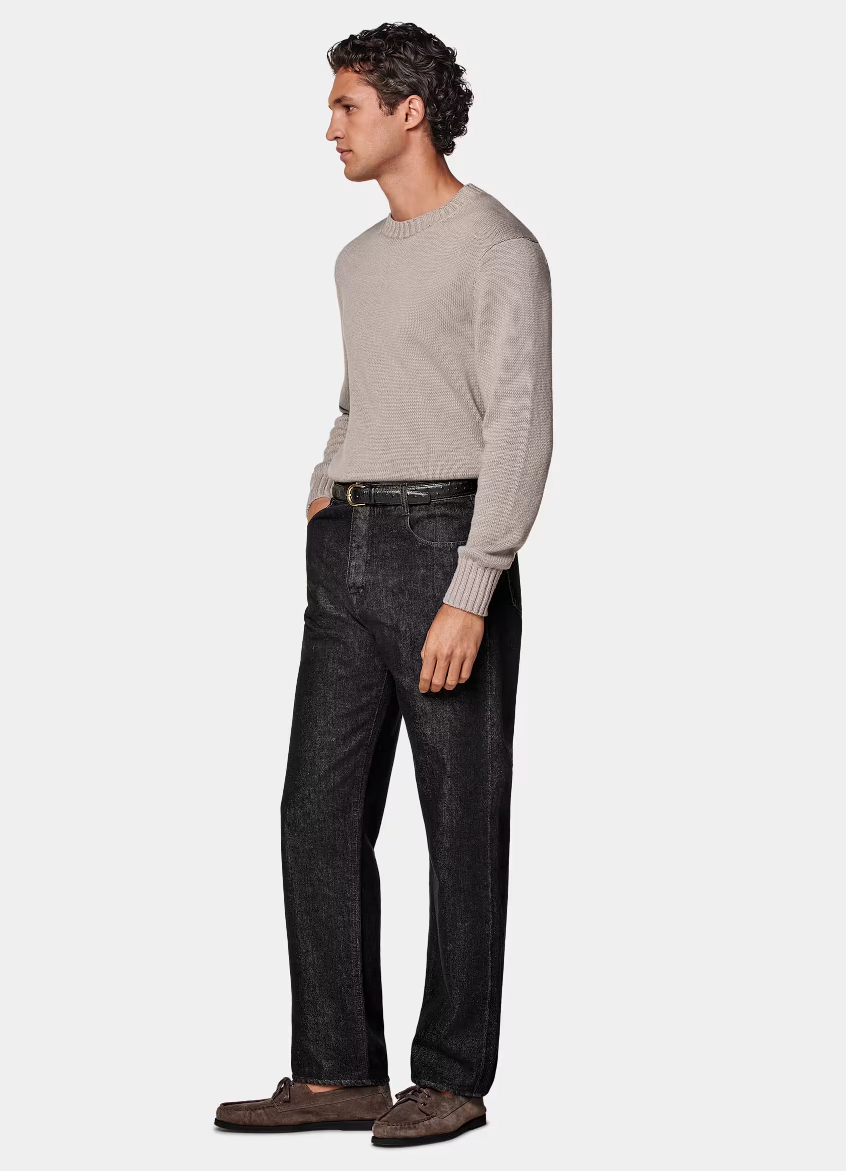 Dark Grey Straight Leg Tapered Jeans