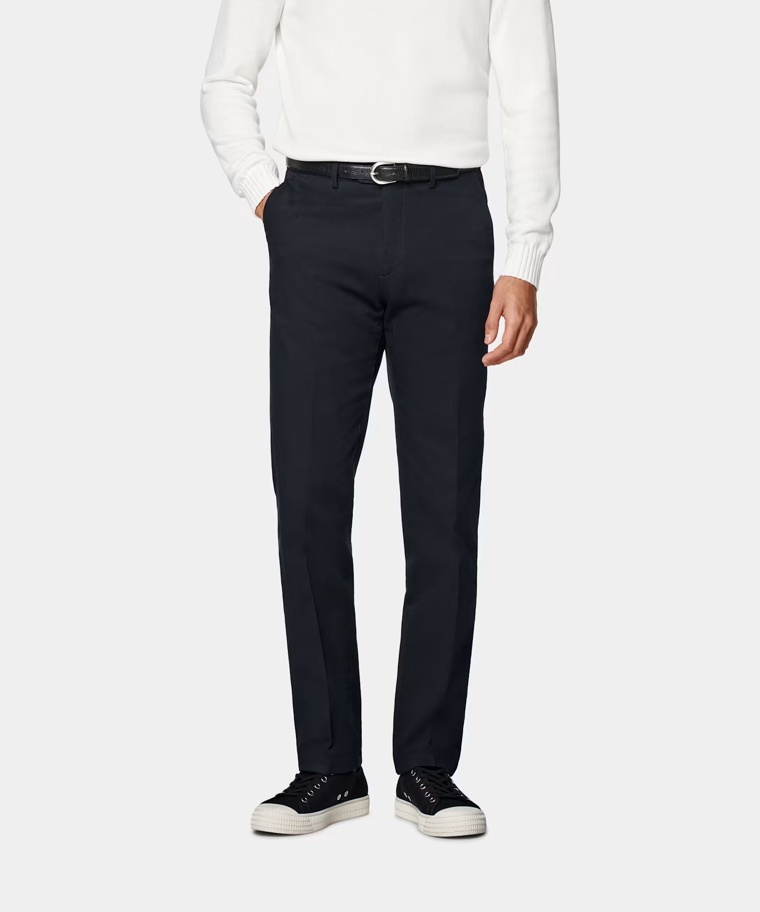 Navy Slim Leg Straight Chinos