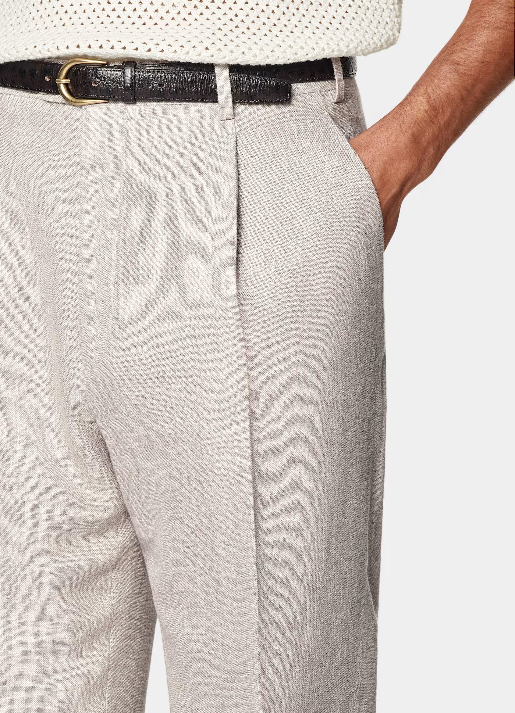 Light Taupe Wide Leg Straight Trousers