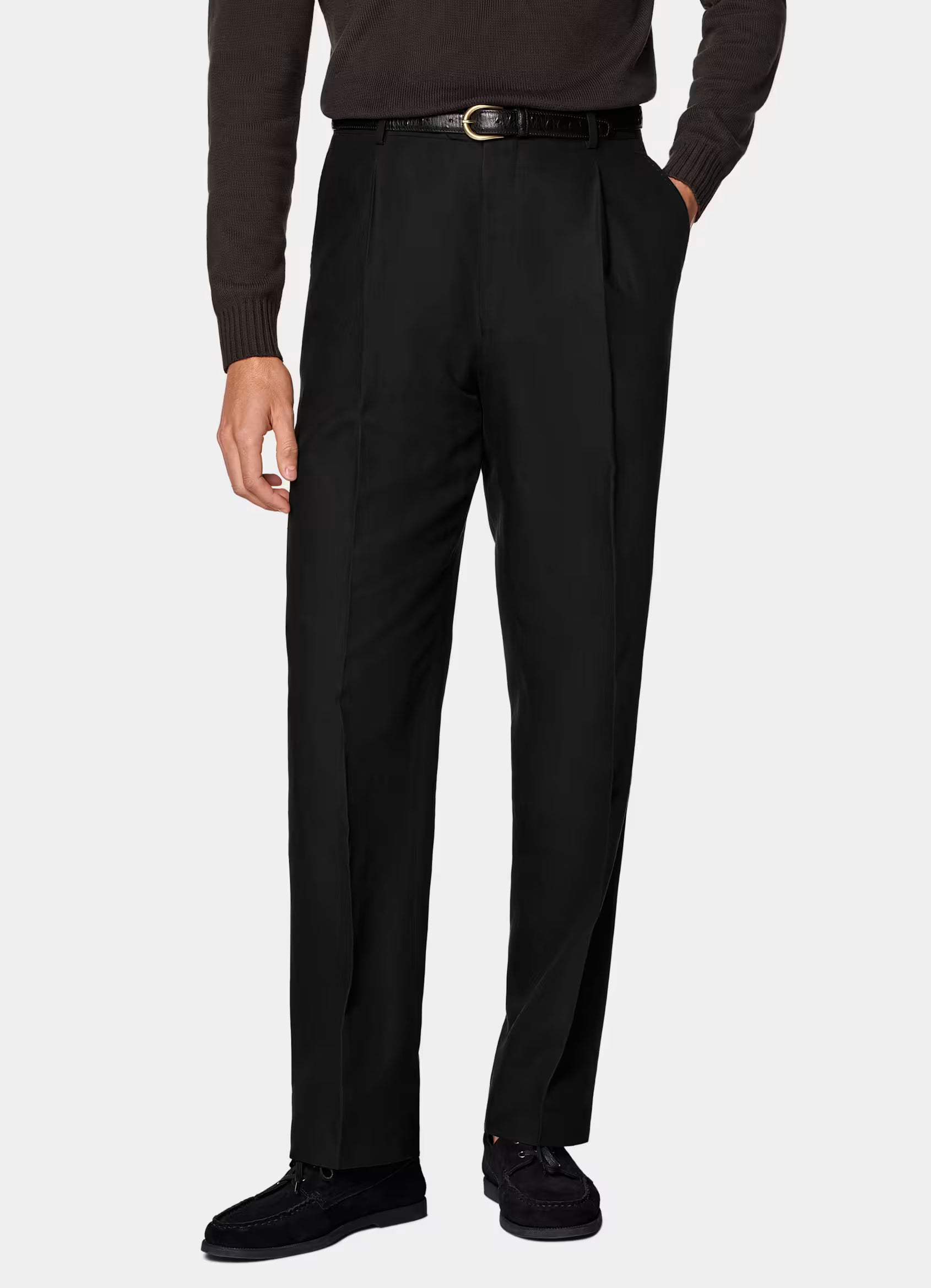 Black Wide Leg Straight Trousers