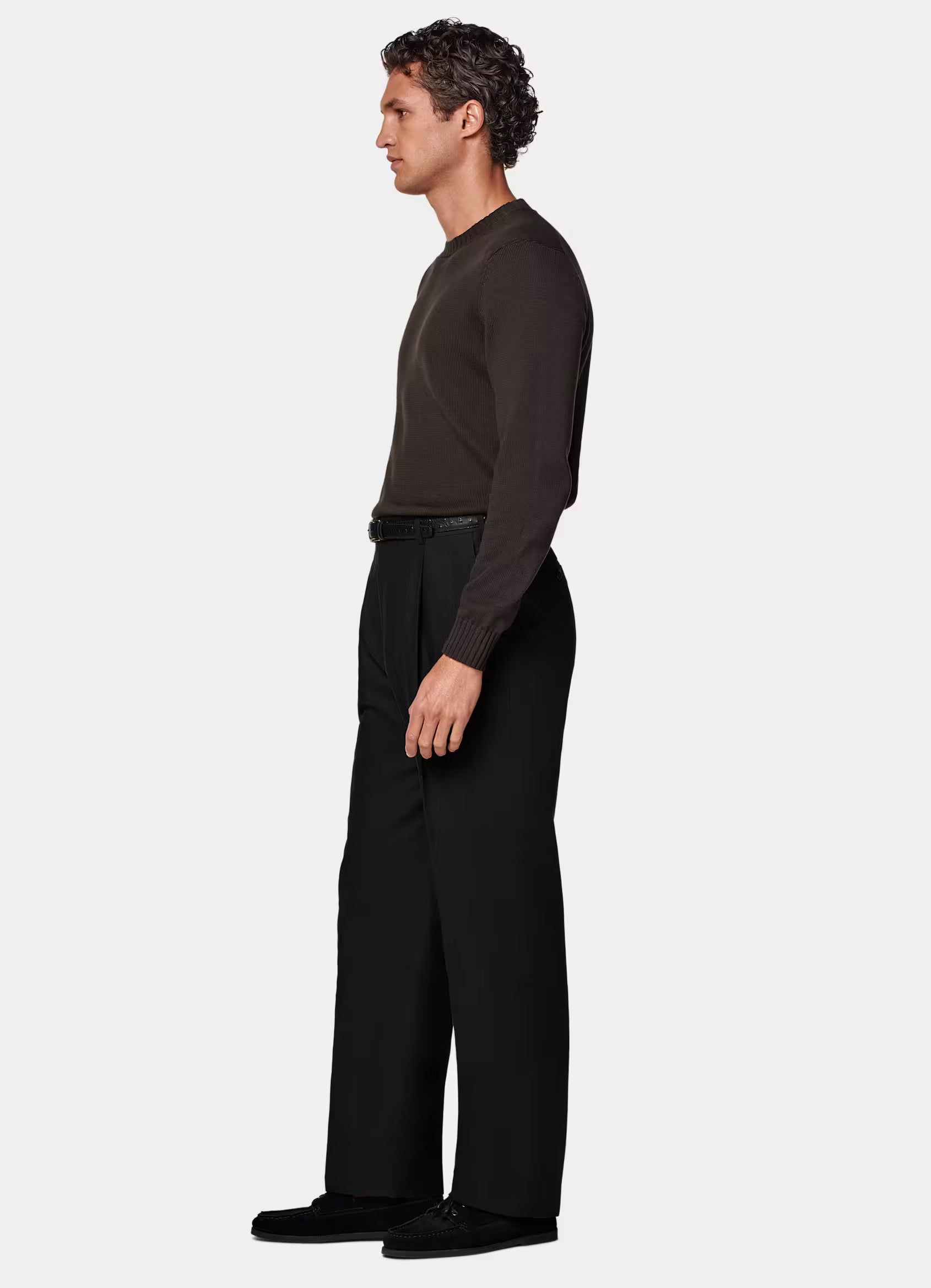 Black Wide Leg Straight Trousers