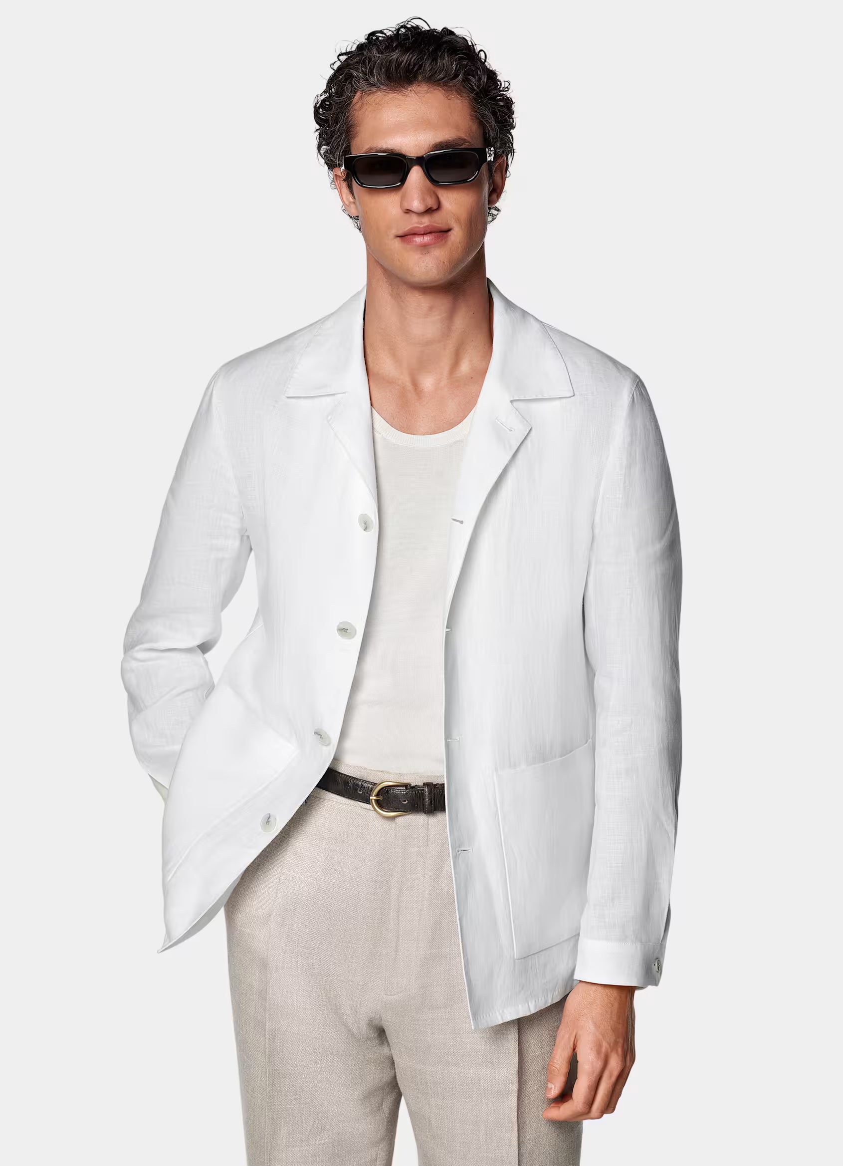 White Relaxed Fit Shirt-Jacket