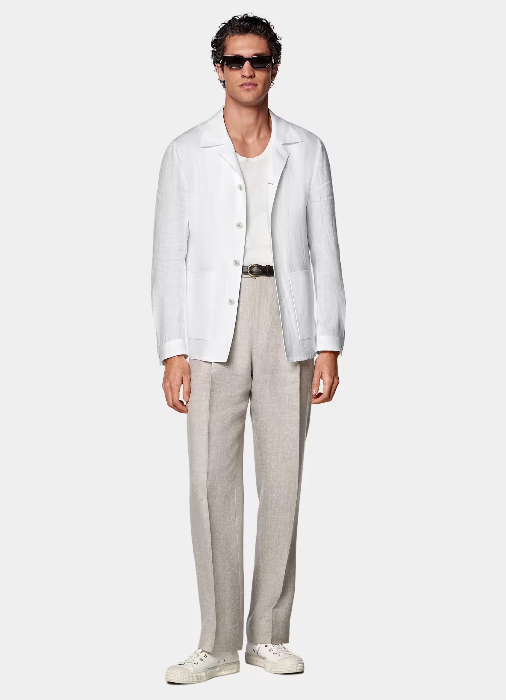 White Relaxed Fit Shirt-Jacket