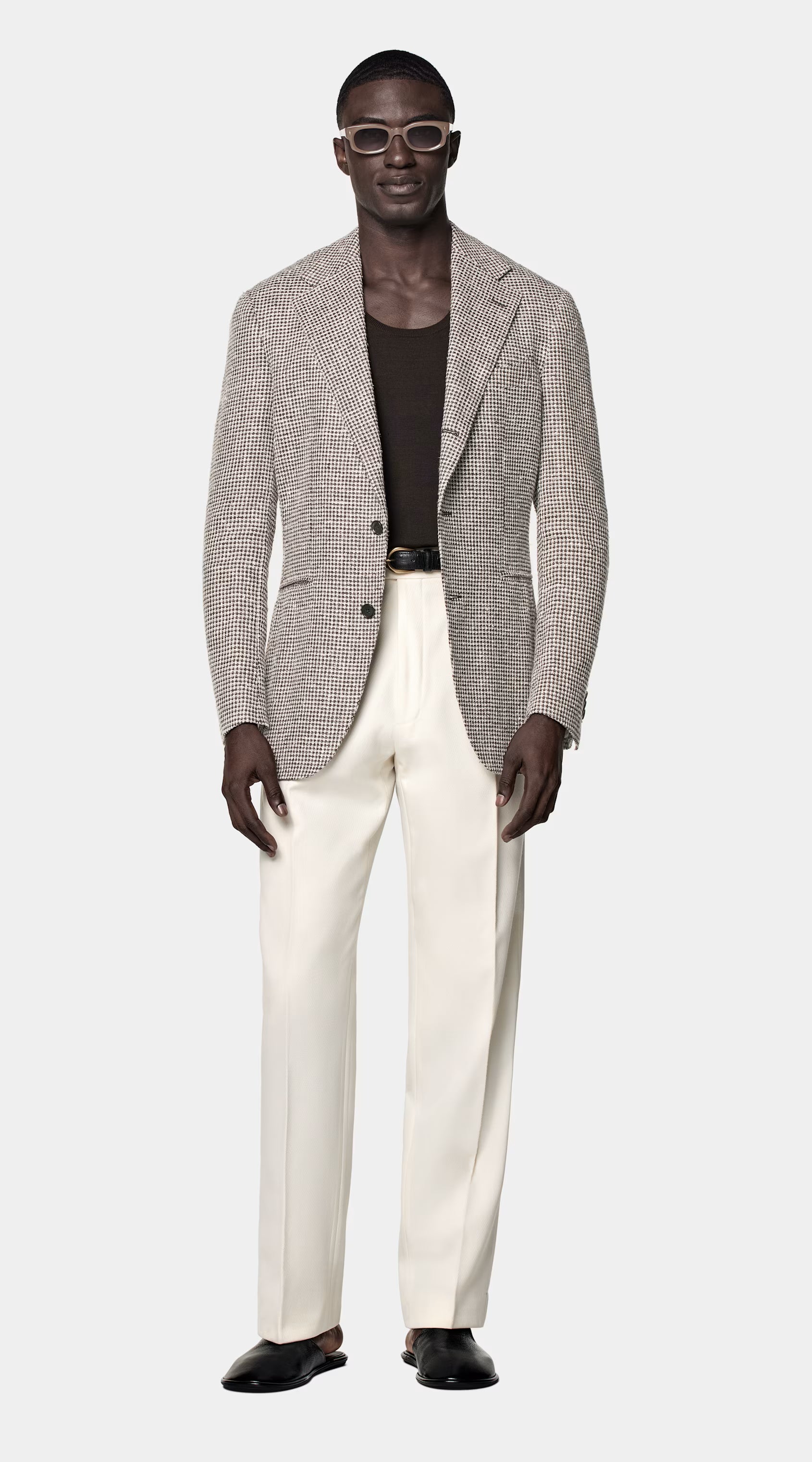 Mid Brown Checked Relaxed Fit Roma Blazer