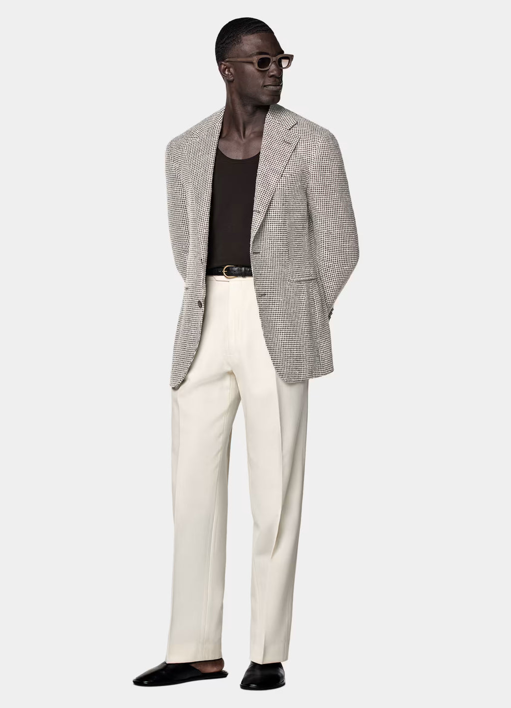 Mid Brown Checked Relaxed Fit Roma Blazer
