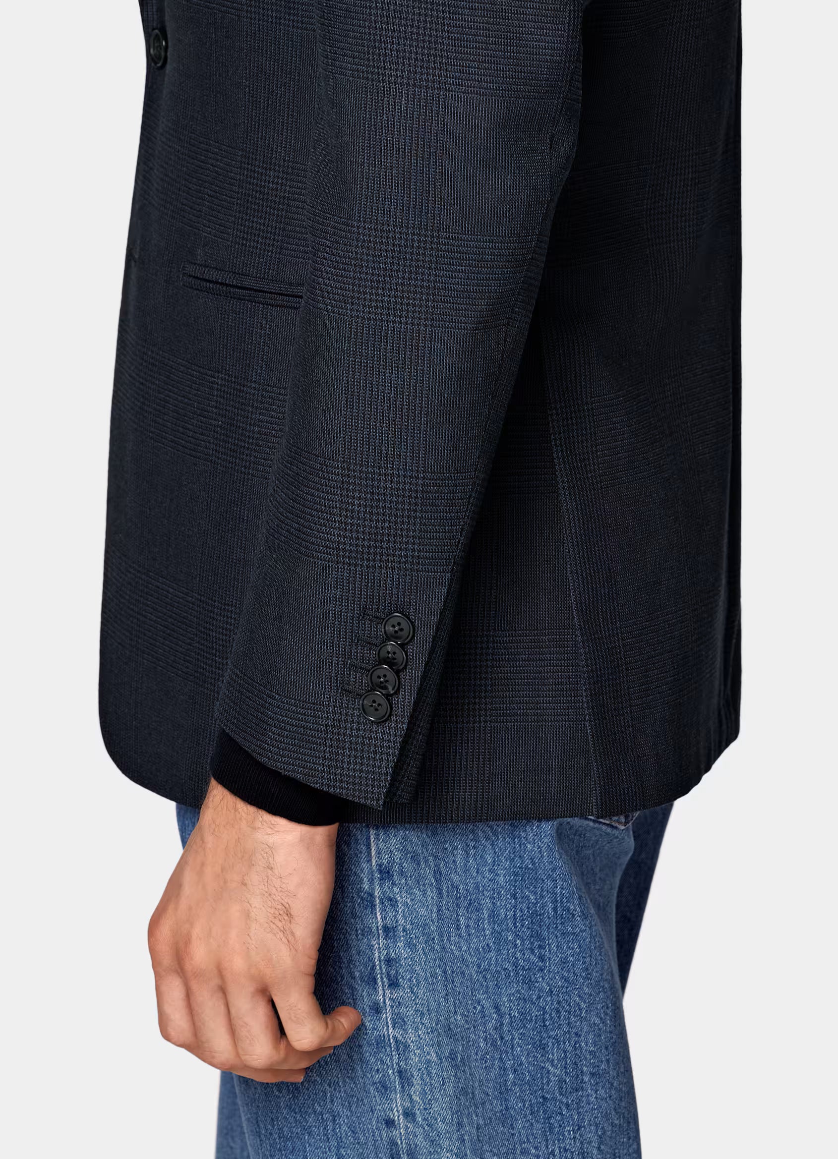 Navy Checked Tailored Fit Havana Blazer