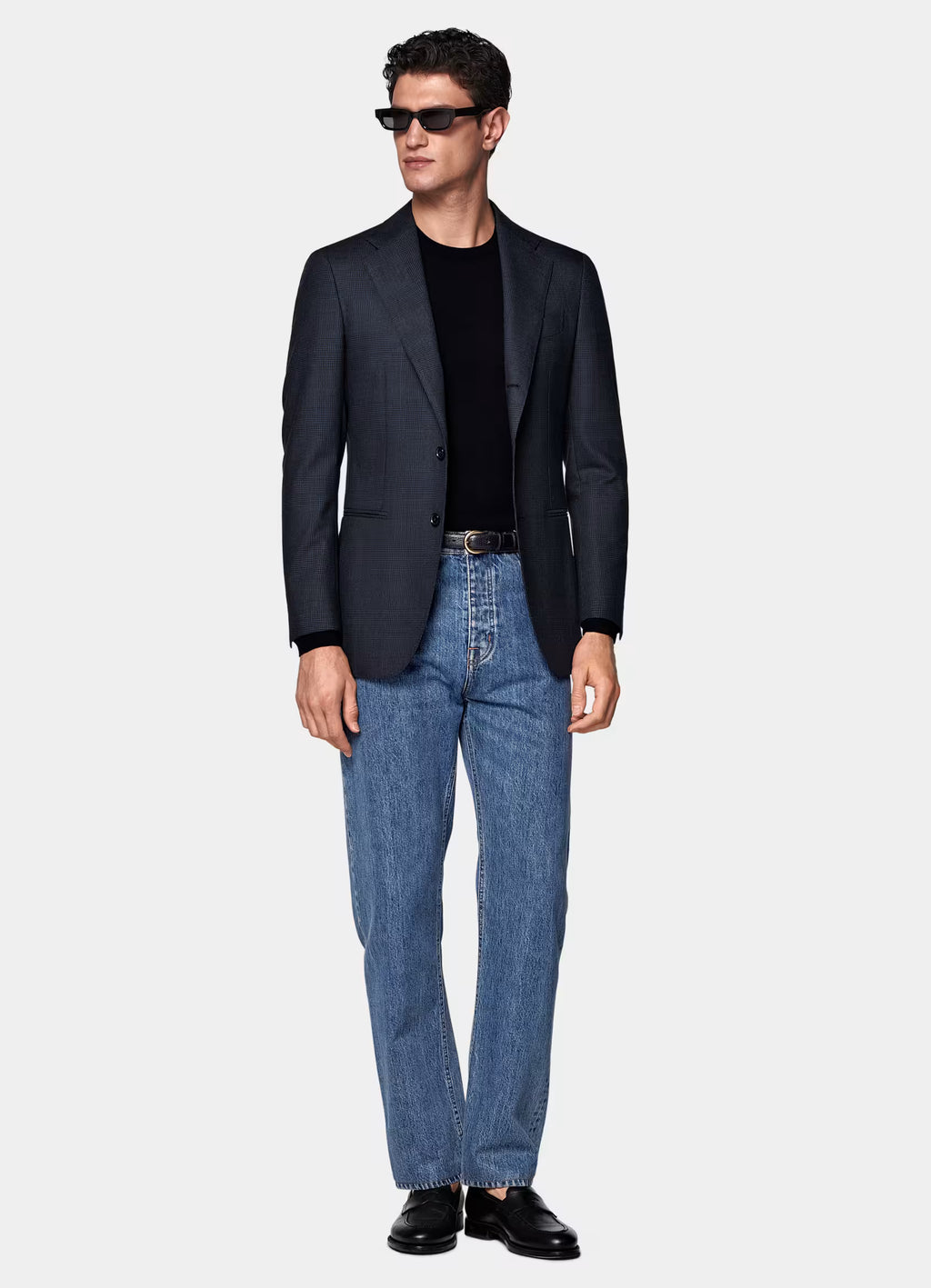 Navy Checked Tailored Fit Havana Blazer