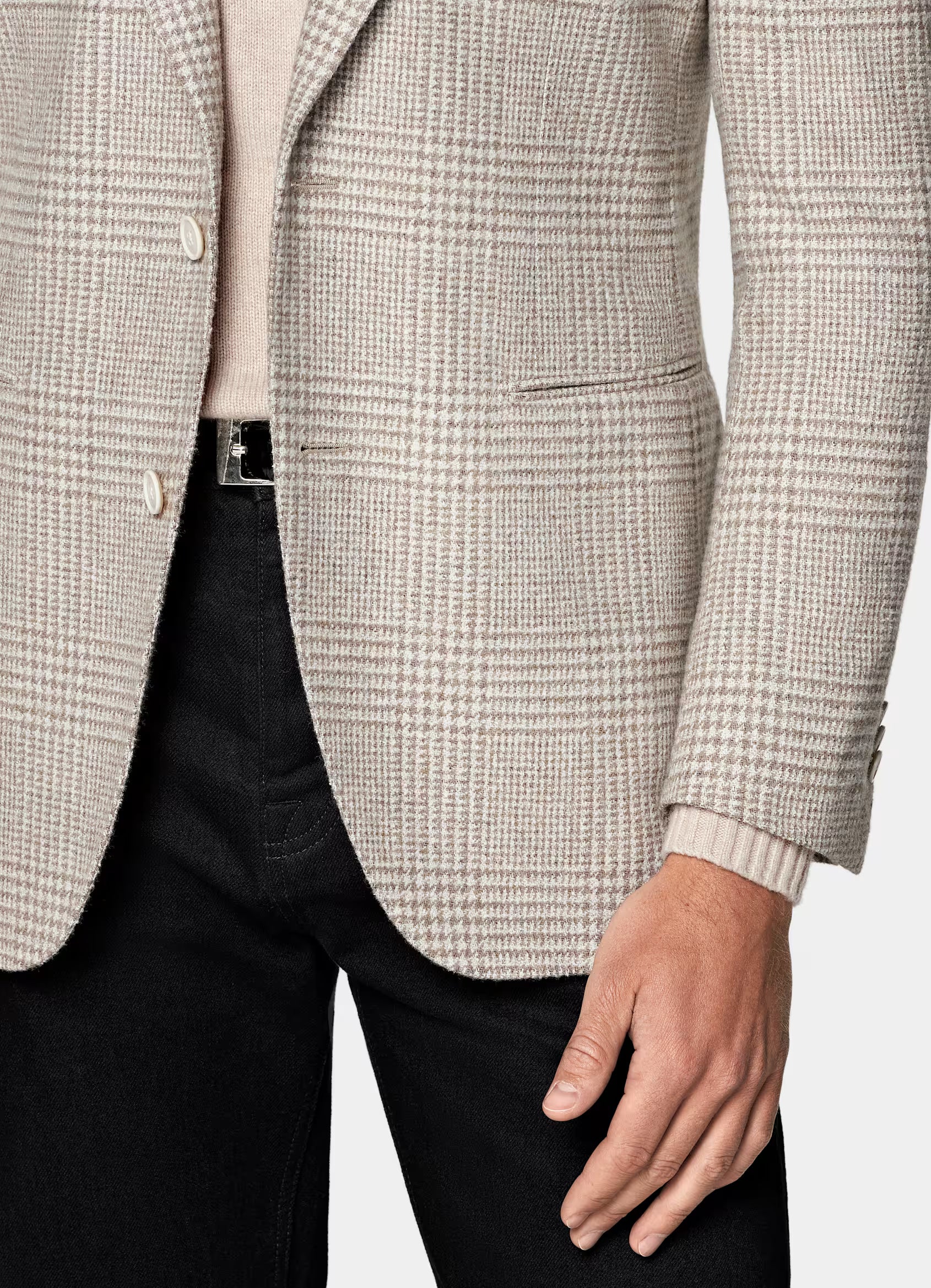 Sand Checked Relaxed Fit Roma Blazer
