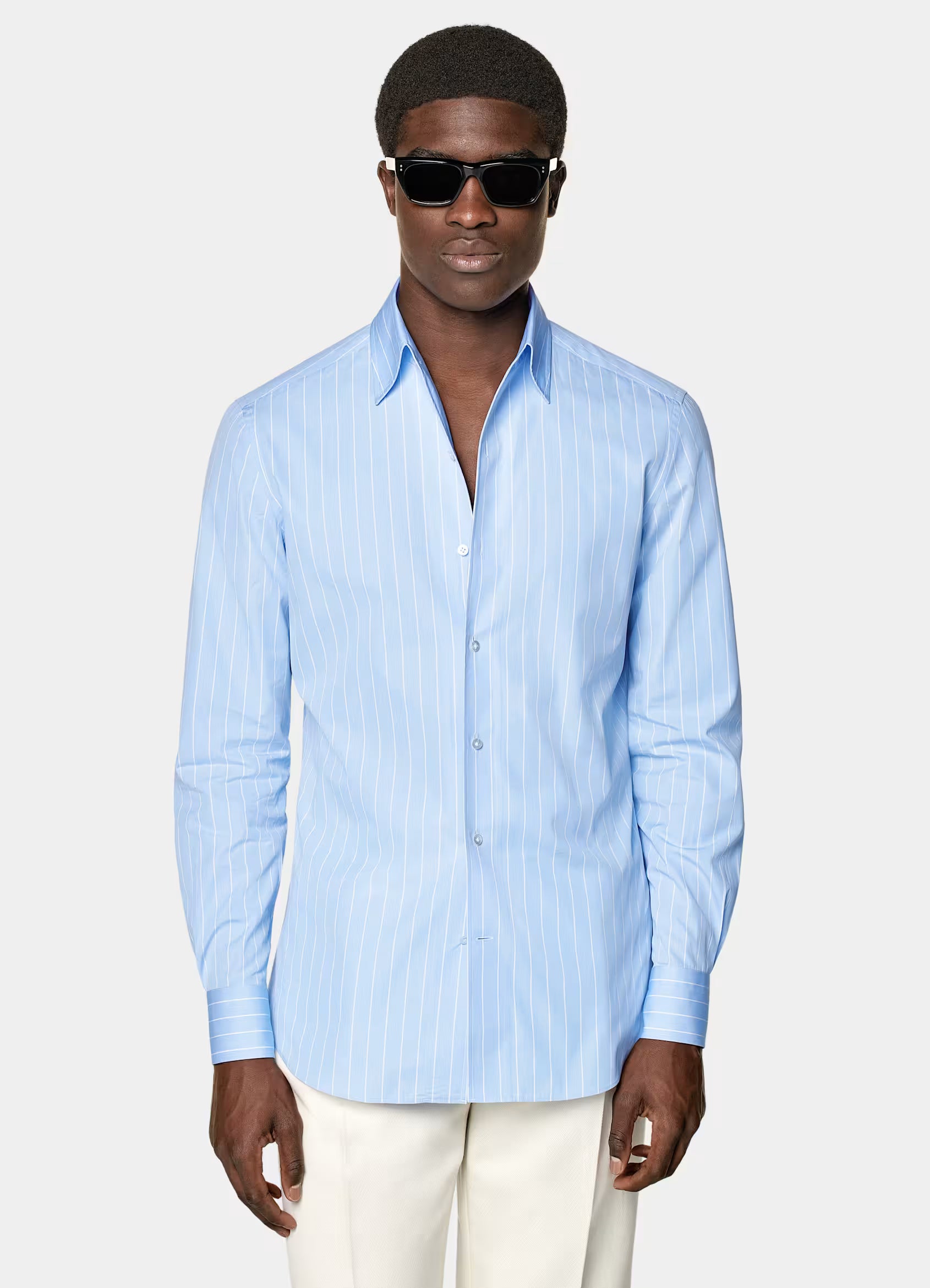 Light Blue Striped Cotton Shirt