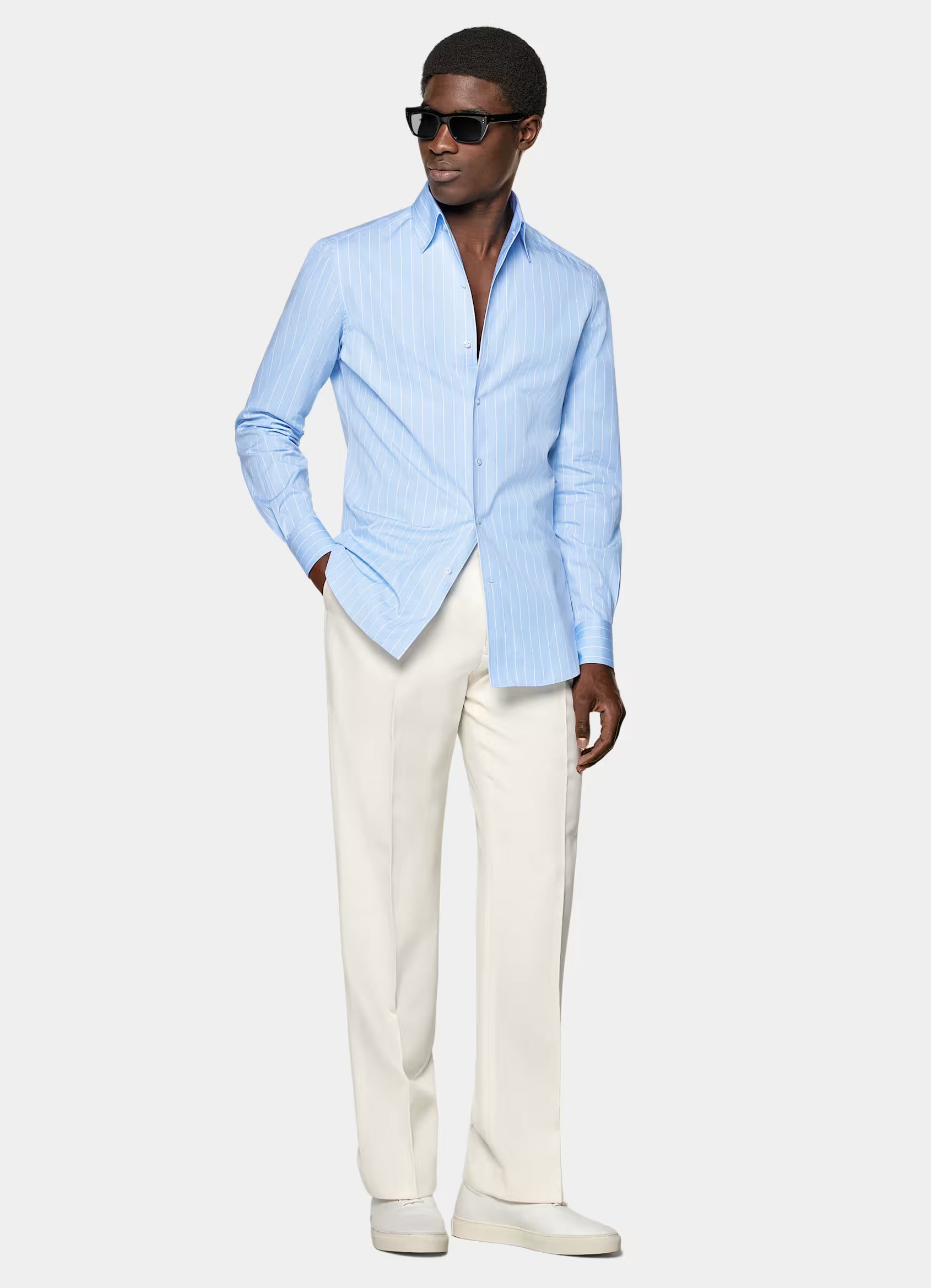Light Blue Striped Cotton Shirt