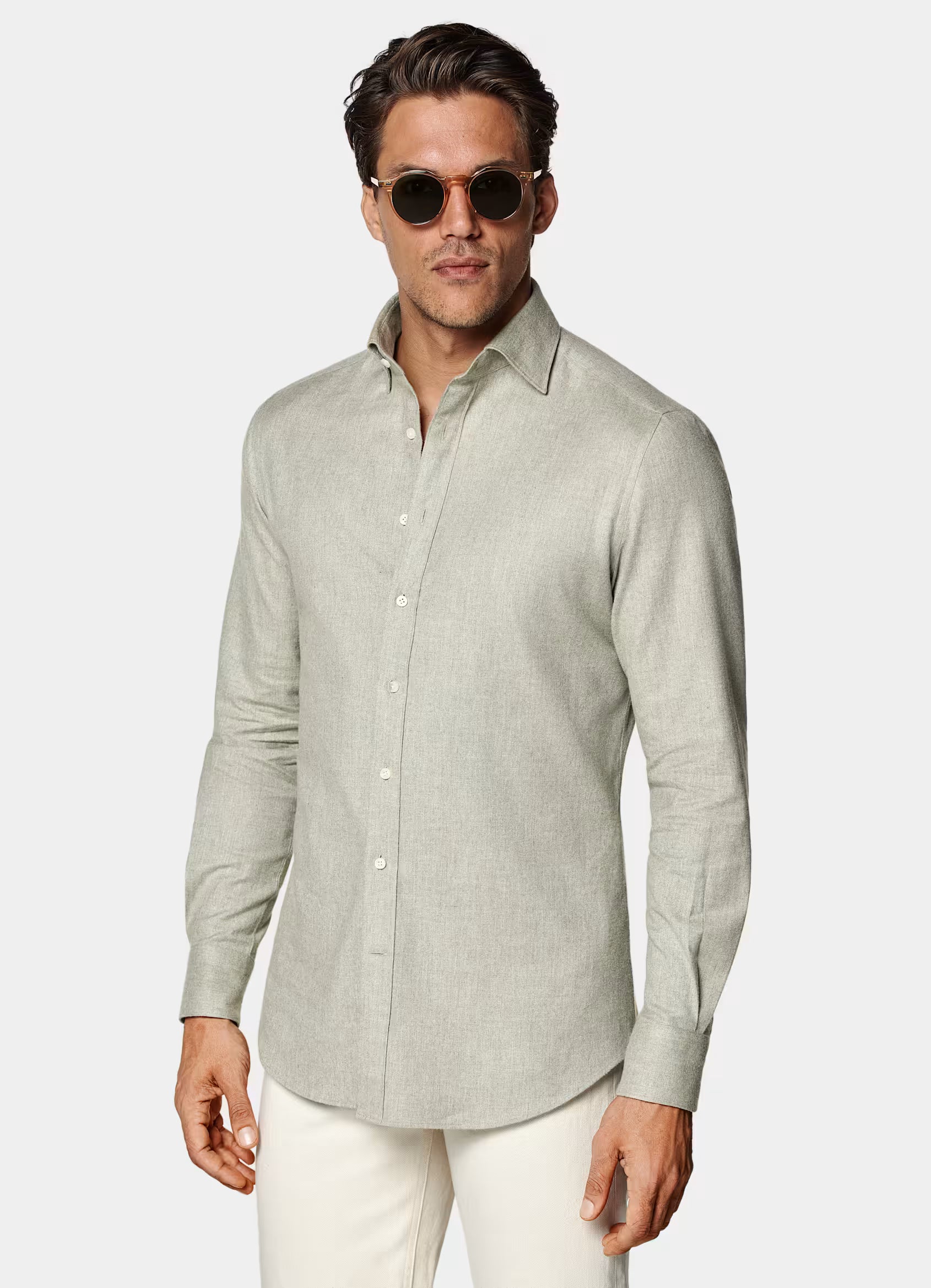 Light Green Cotton Flannel Shirt