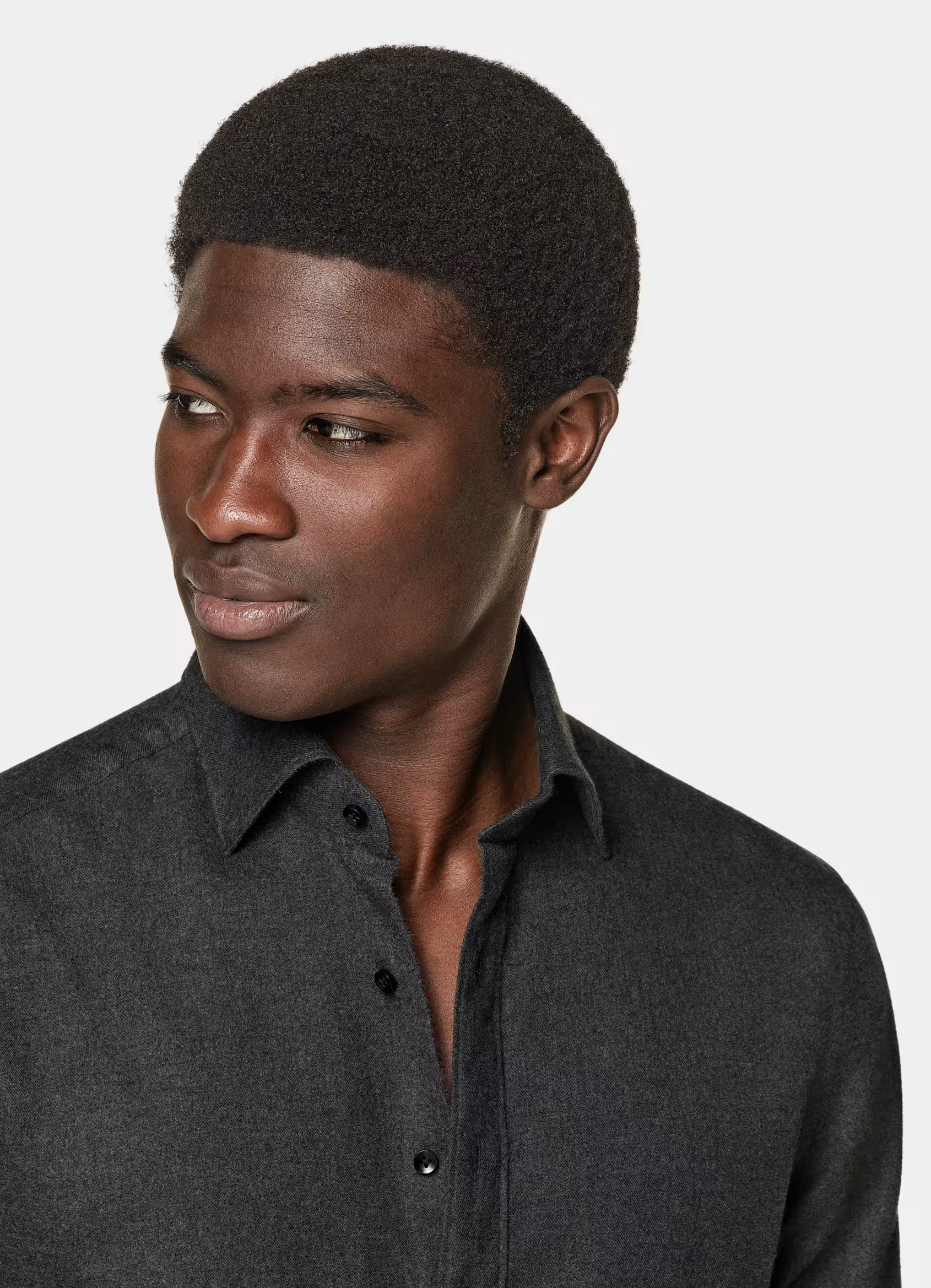 Dark Grey Cotton Flannel Shirt