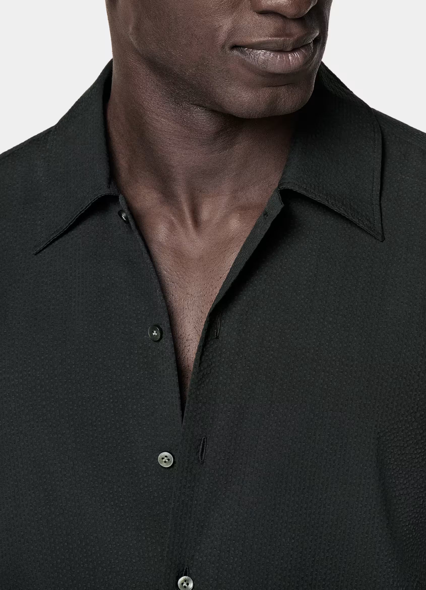 Black Cotton Short Sleeve Shirt