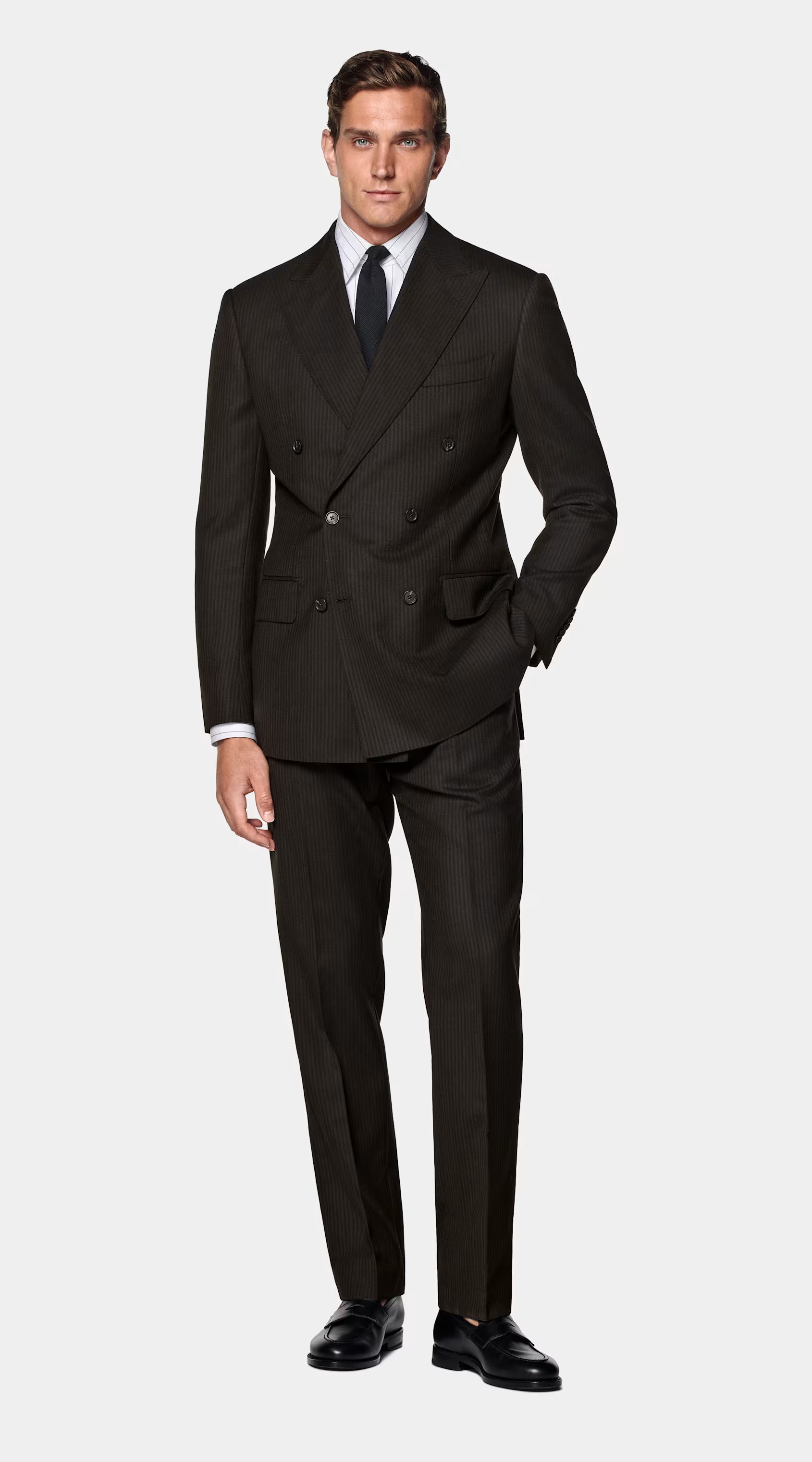 Black Striped Tailored Fit Milano Suit