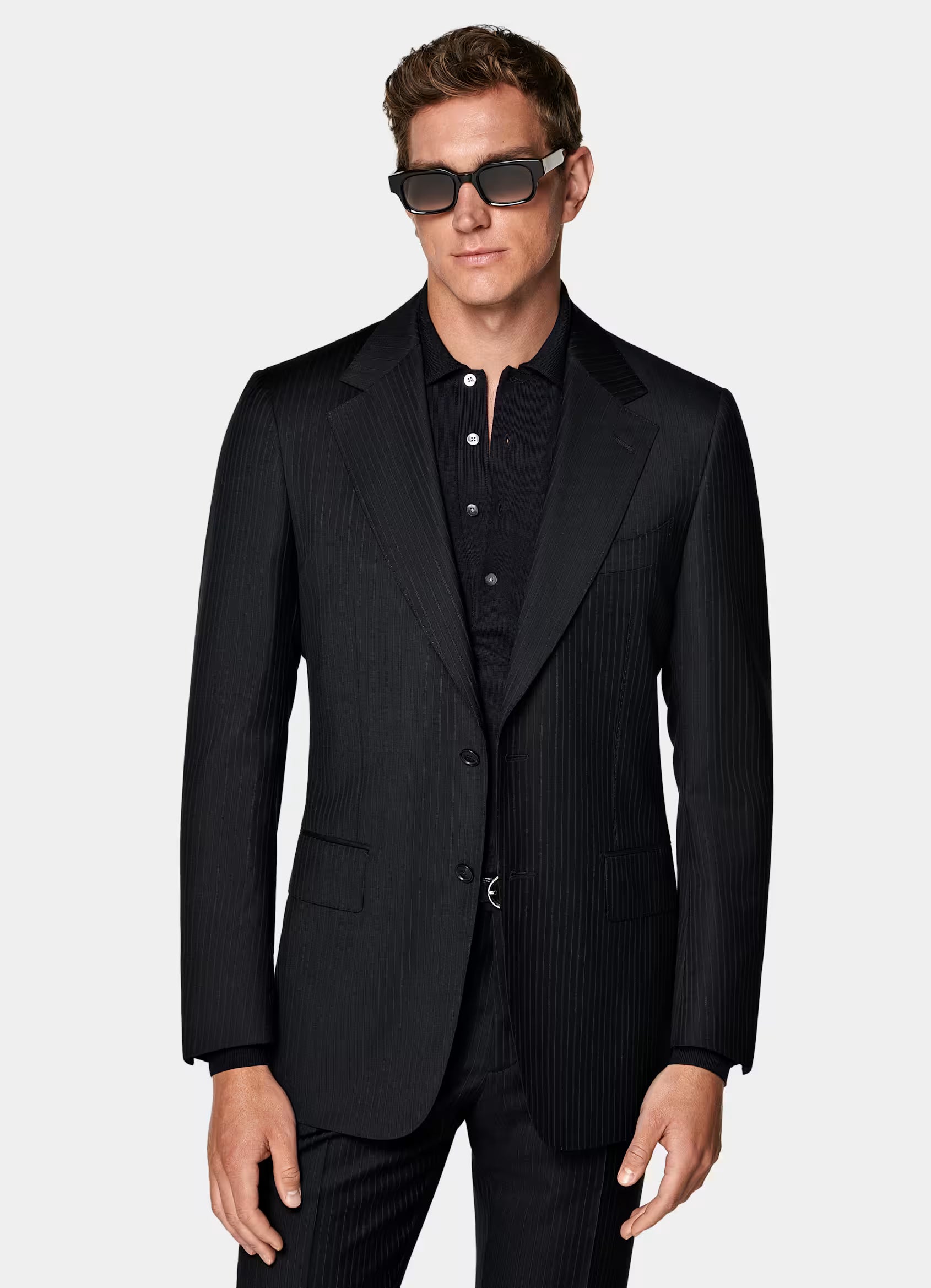 Navy Striped Tailored Fit Milano Suit