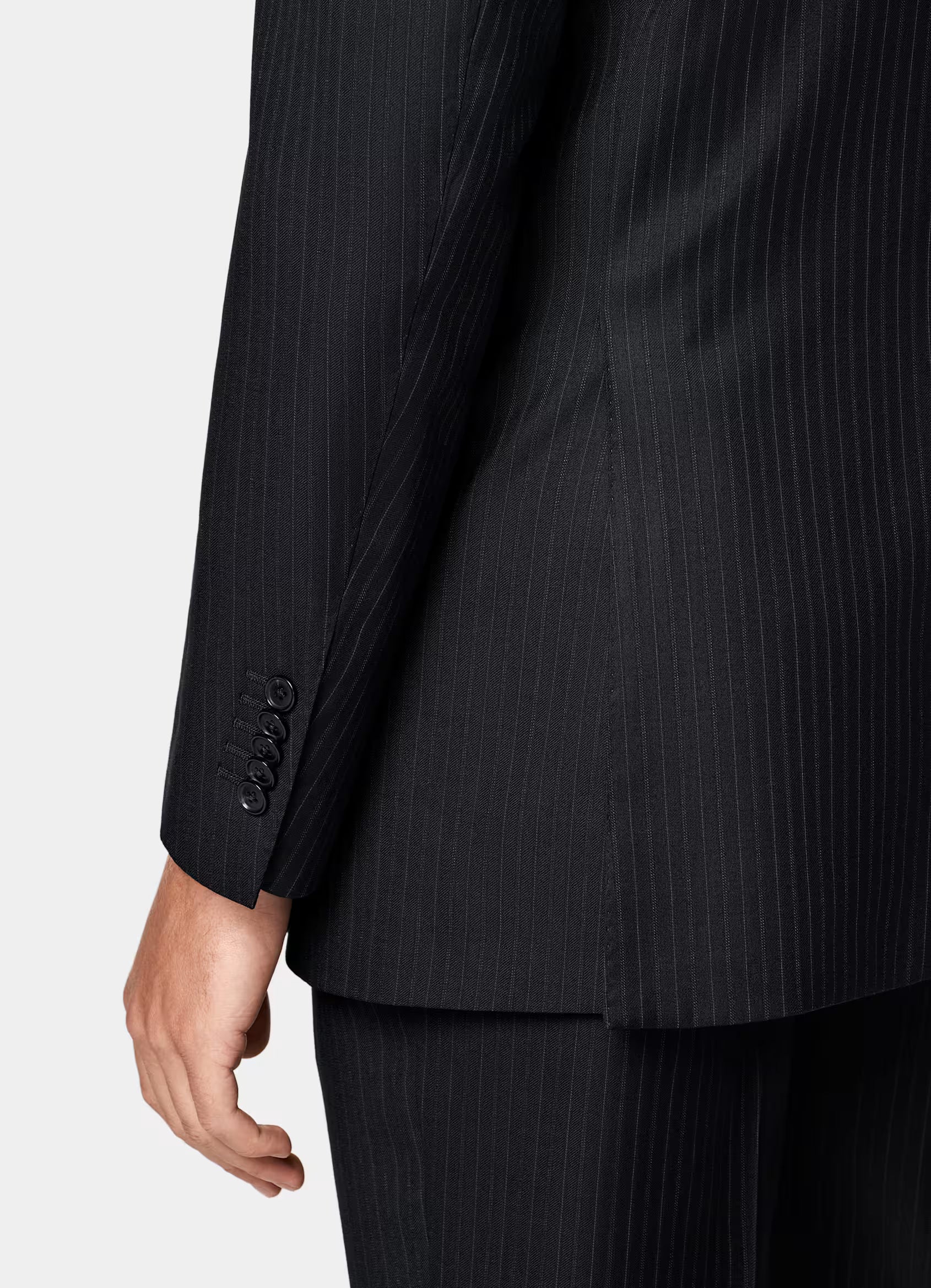Navy Striped Tailored Fit Milano Suit