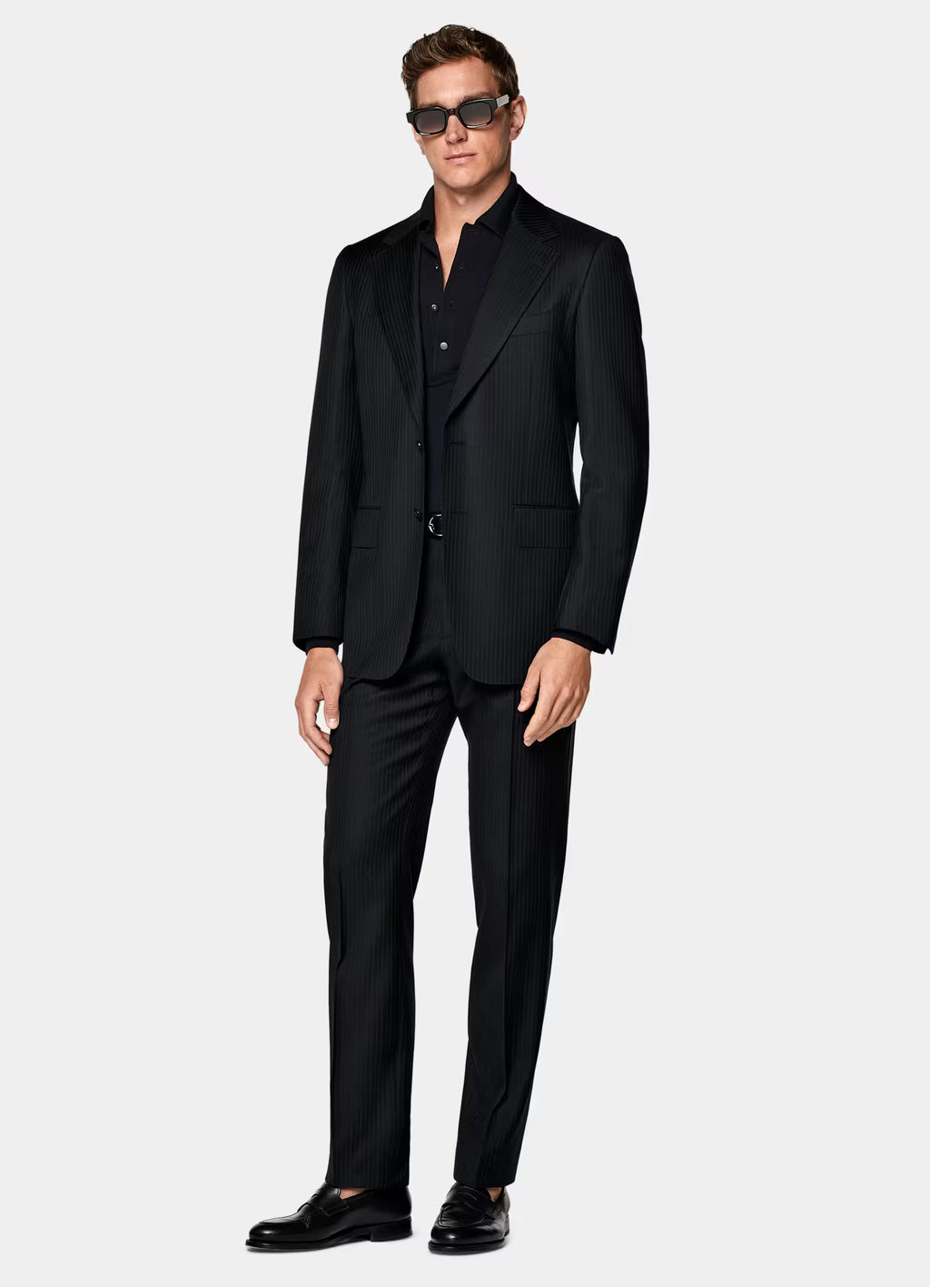 Navy Striped Tailored Fit Milano Suit