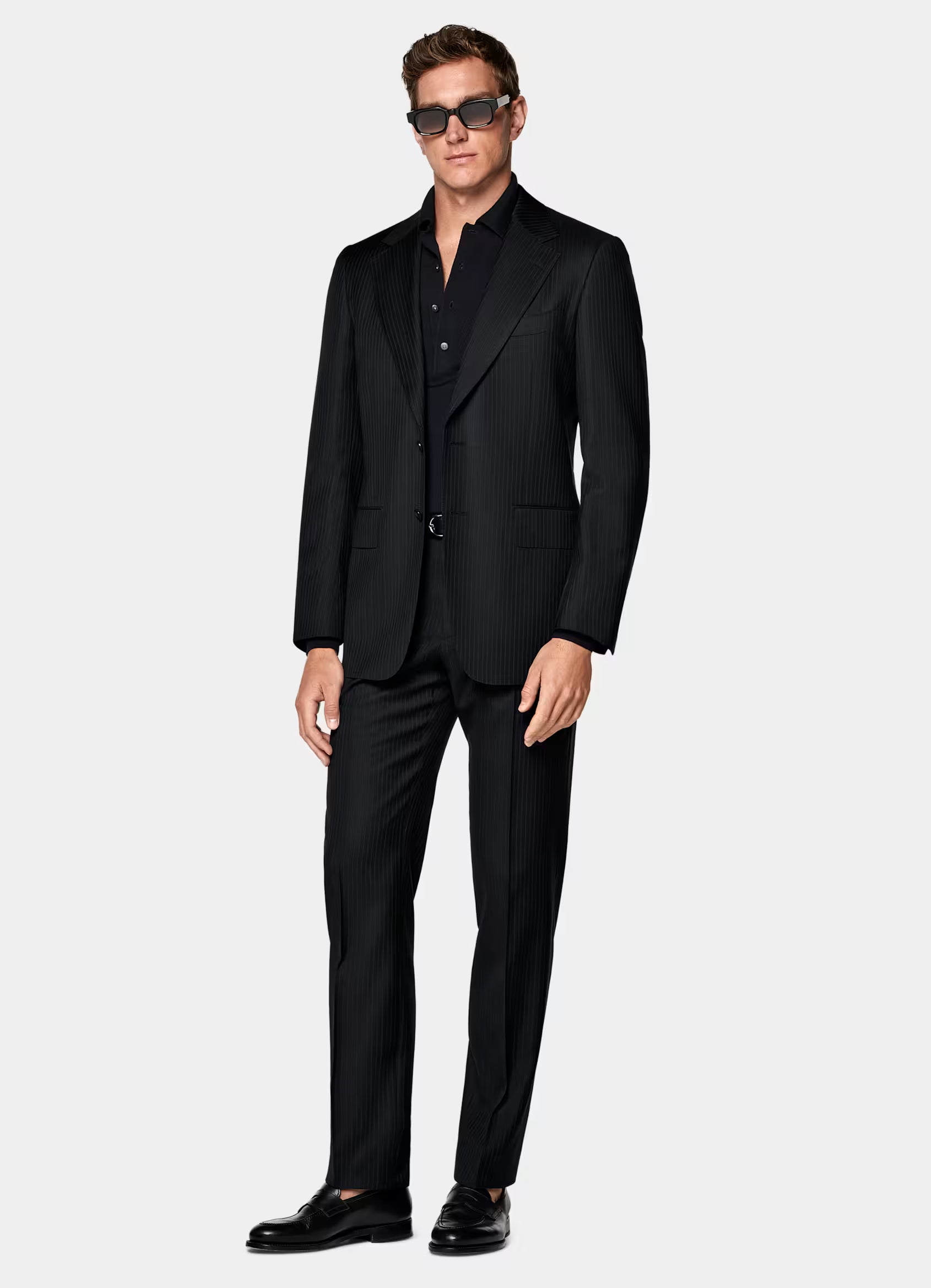 Navy Striped Tailored Fit Milano Suit