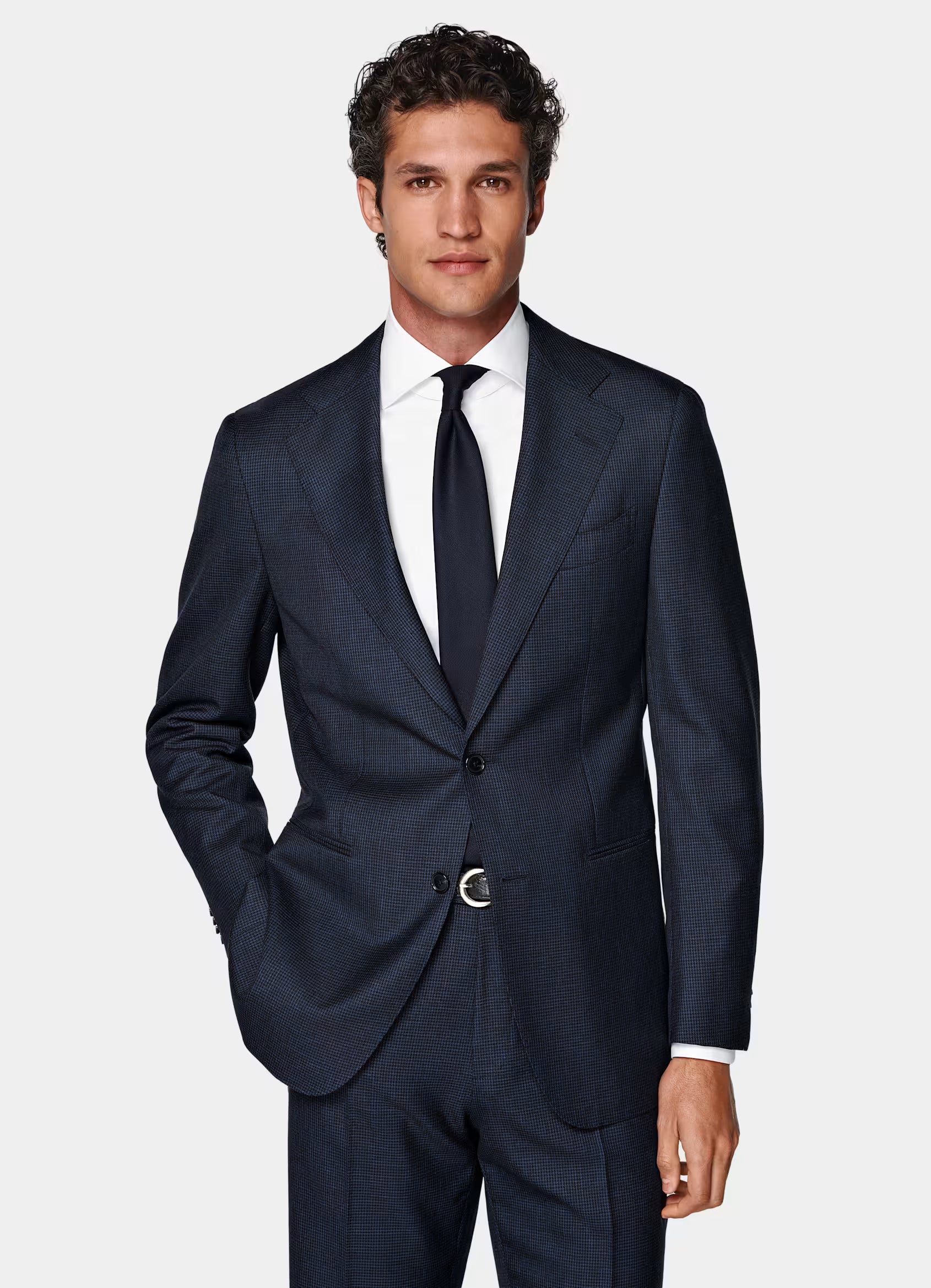 Navy Houndstooth Tailored Fit Havana