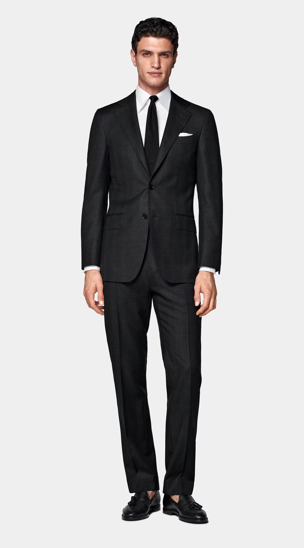 Dark Grey Checked Tailored Fit Havana Suit