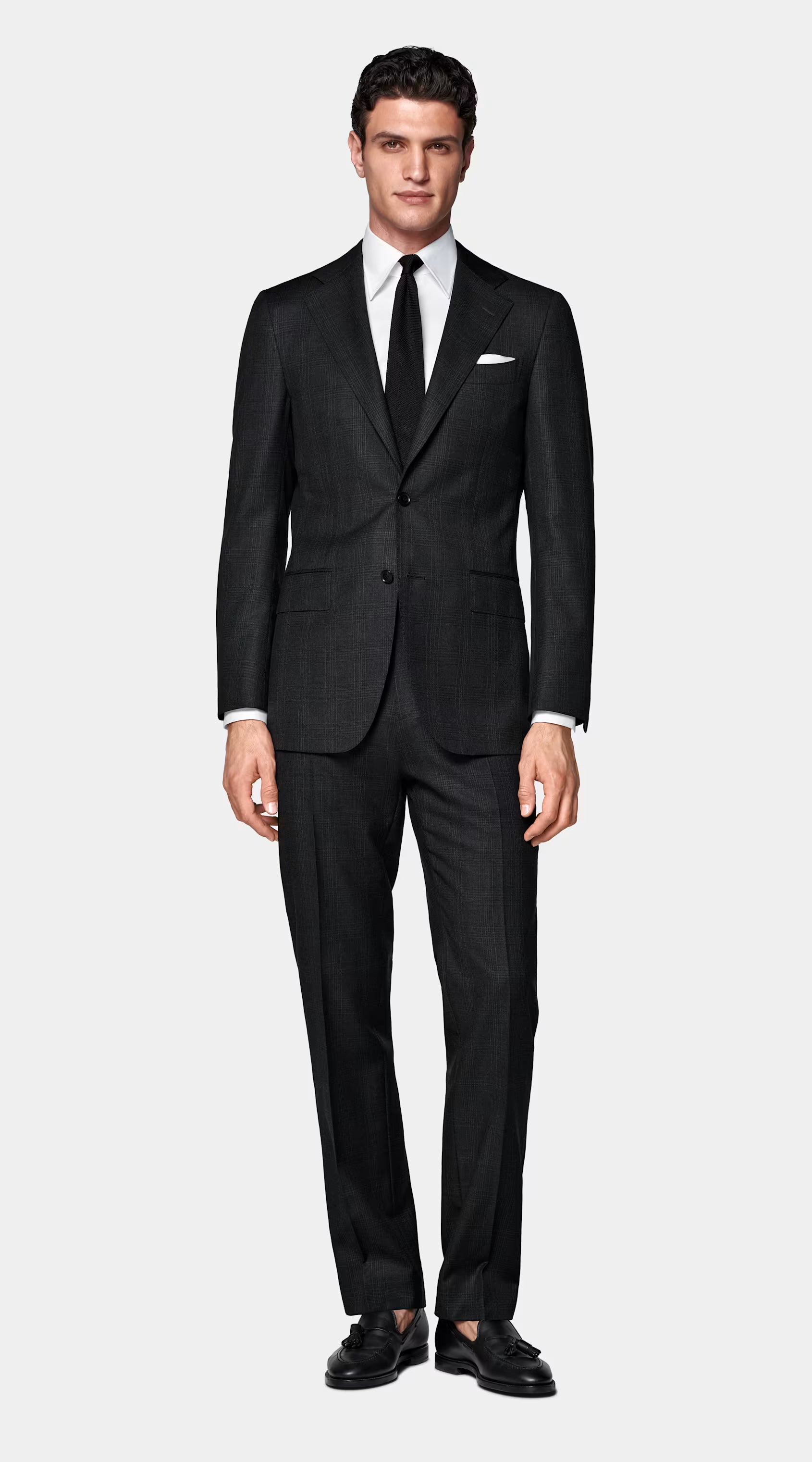 Dark Grey Checked Tailored Fit Havana Suit