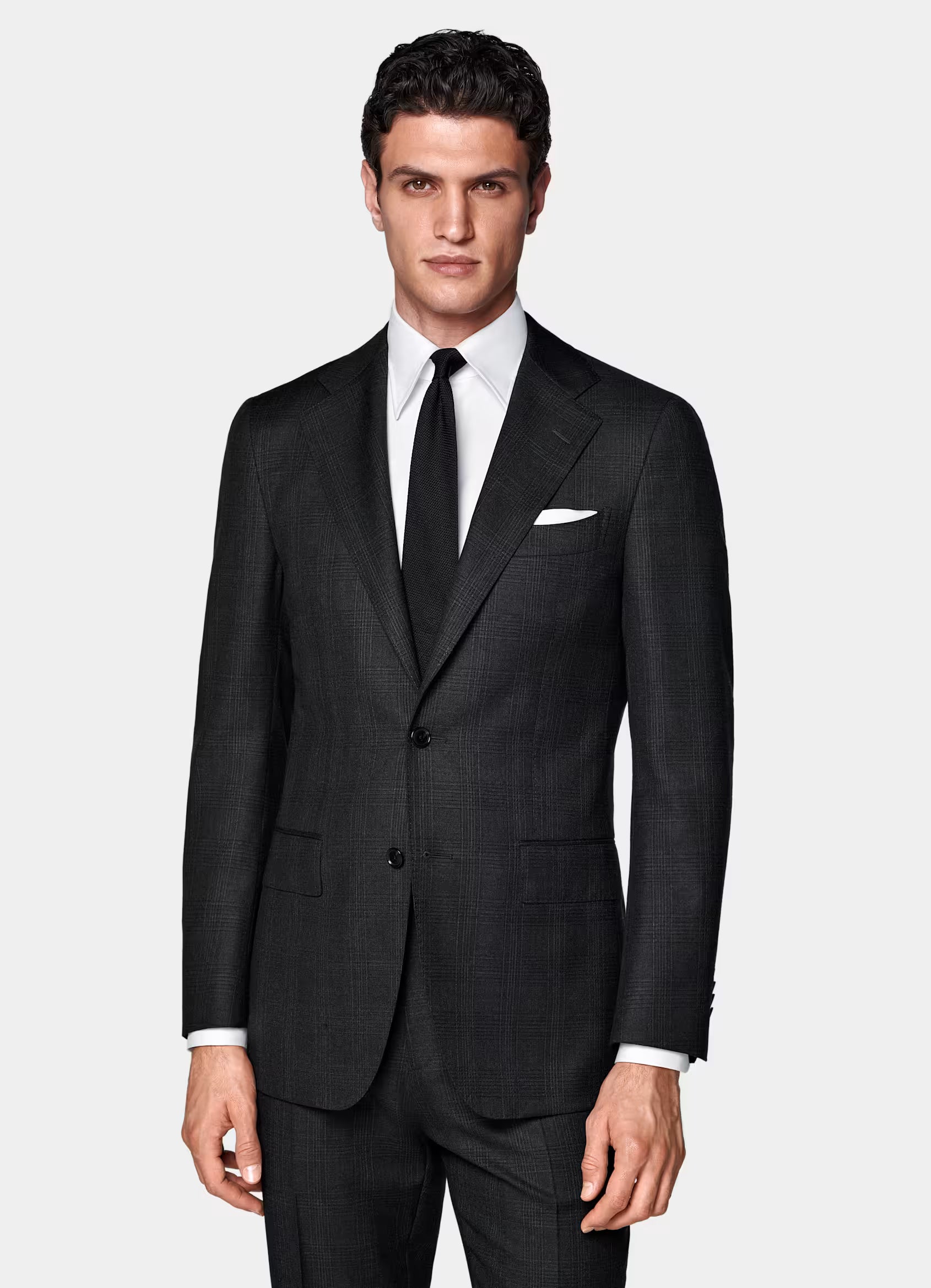 Dark Grey Checked Tailored Fit Havana Suit