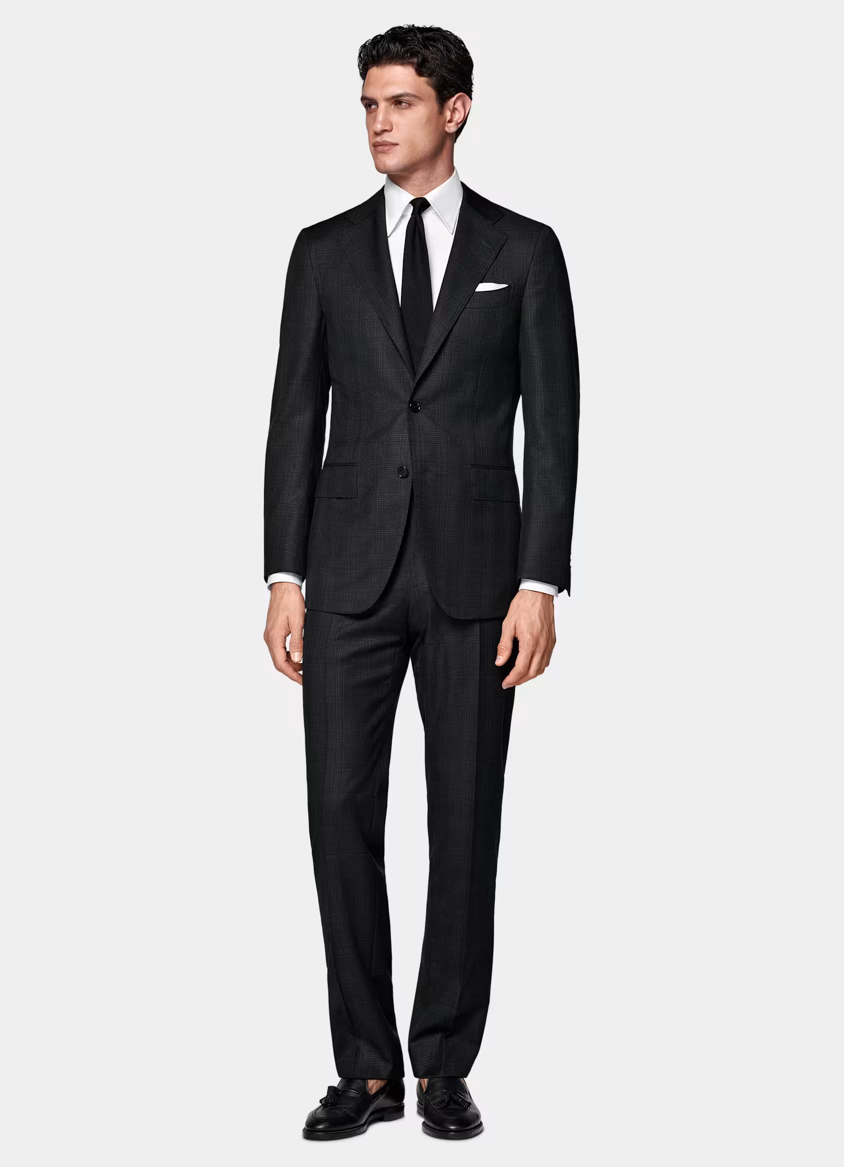 Dark Grey Checked Tailored Fit Havana Suit