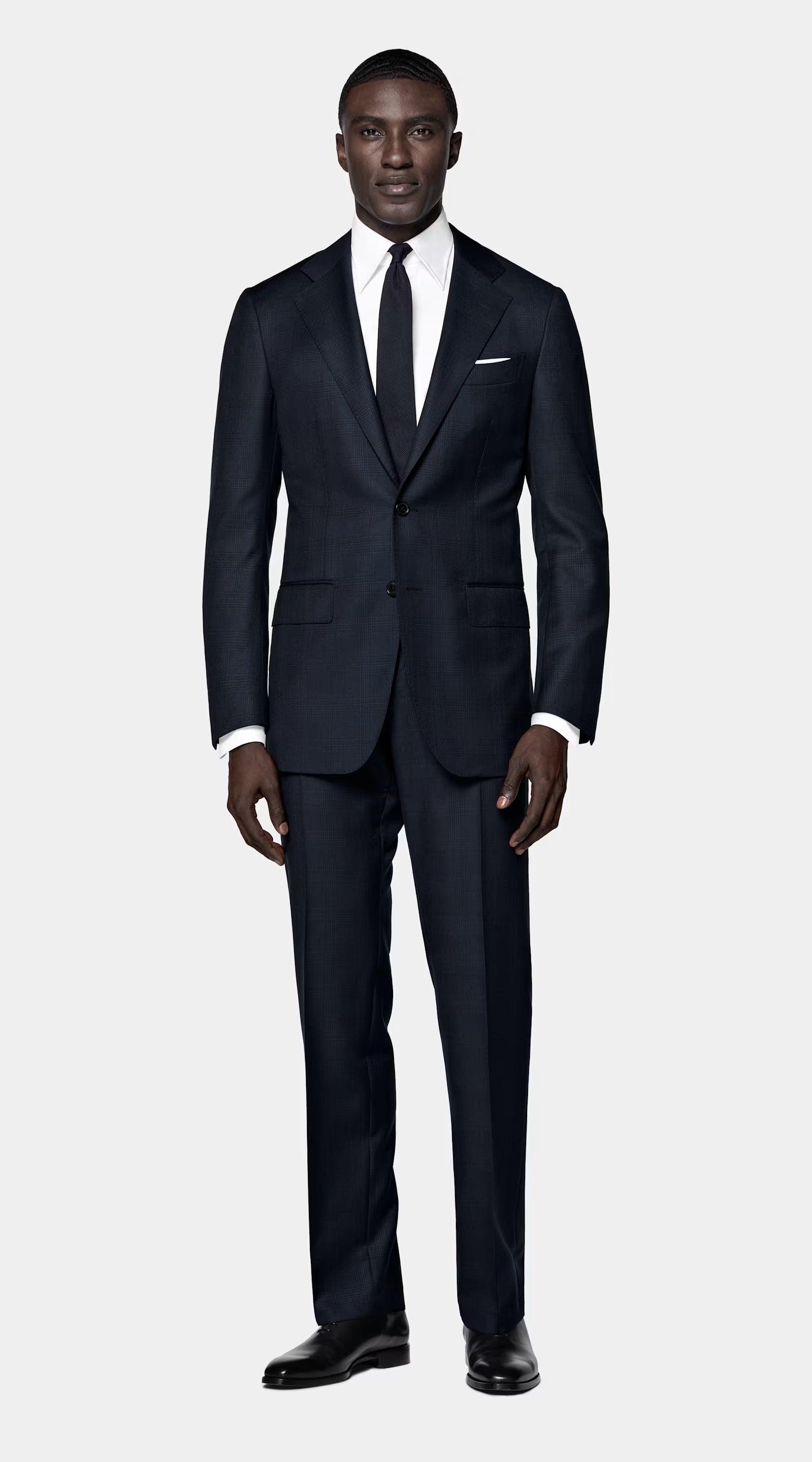 Navy Checked Tailored Fit Havana Suit