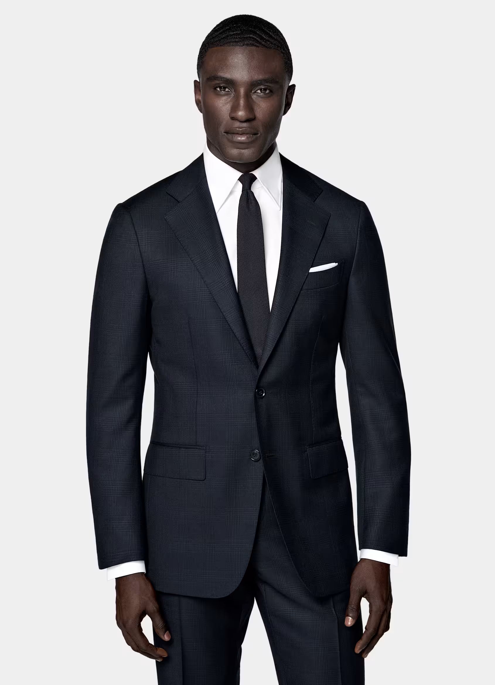 Navy Checked Tailored Fit Havana Suit