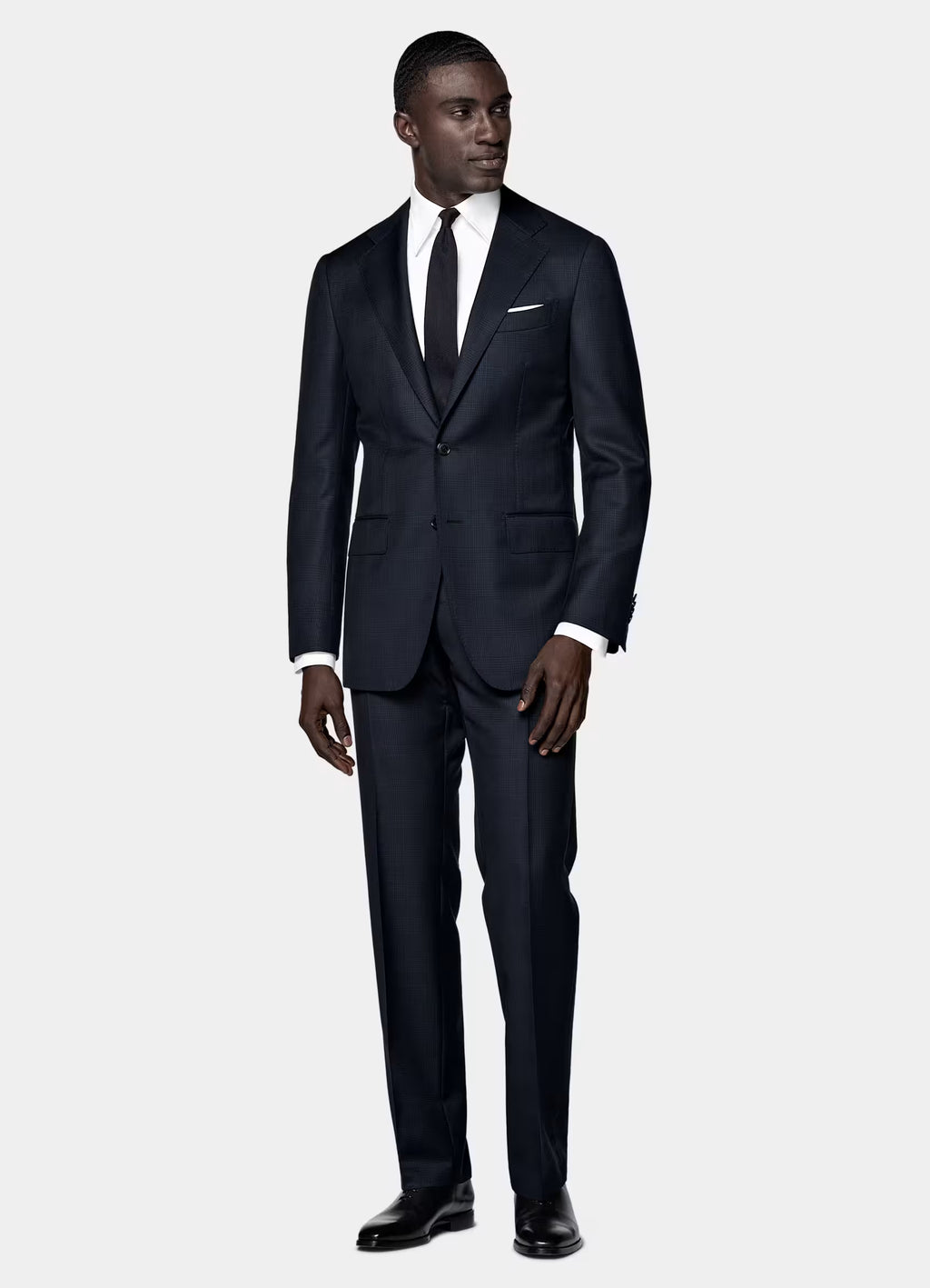 Navy Checked Tailored Fit Havana Suit