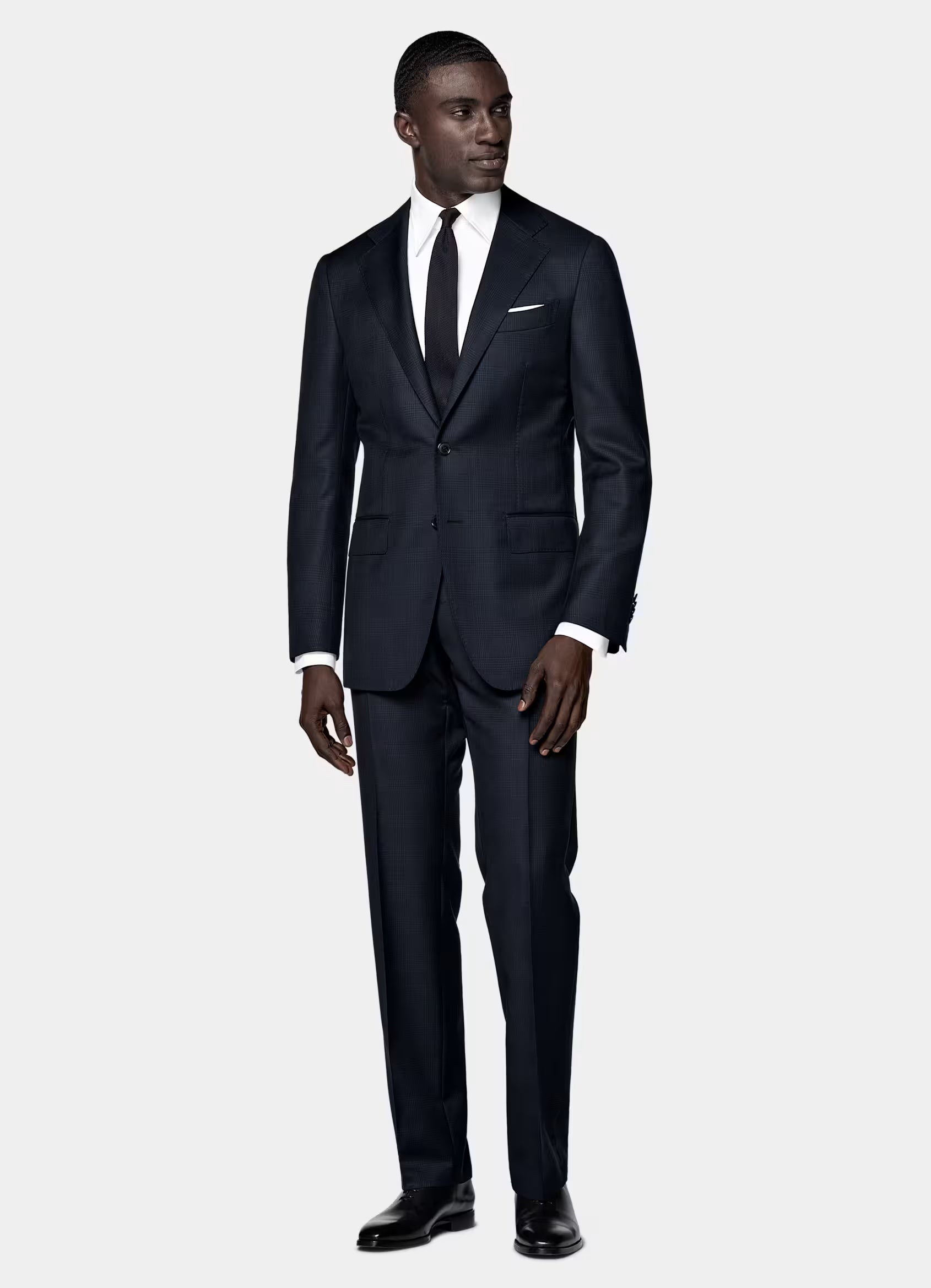 Navy Checked Tailored Fit Havana Suit