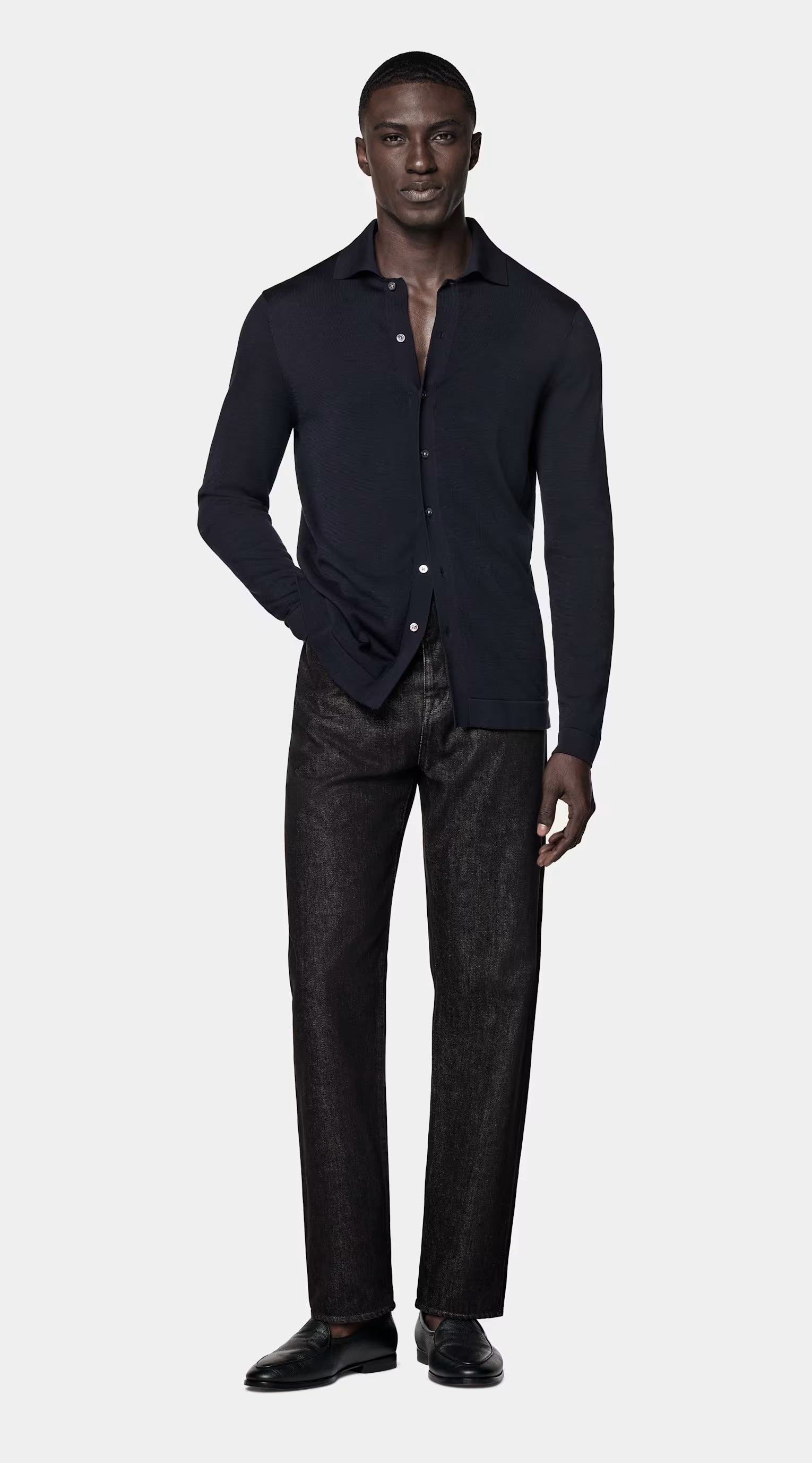 Navy Long Sleeve Polo Cardigan