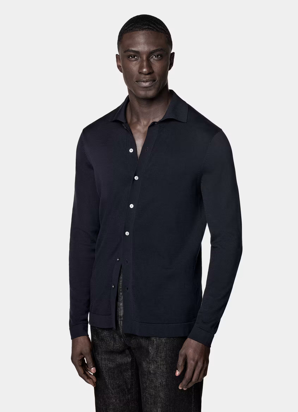 Navy Long Sleeve Polo Cardigan