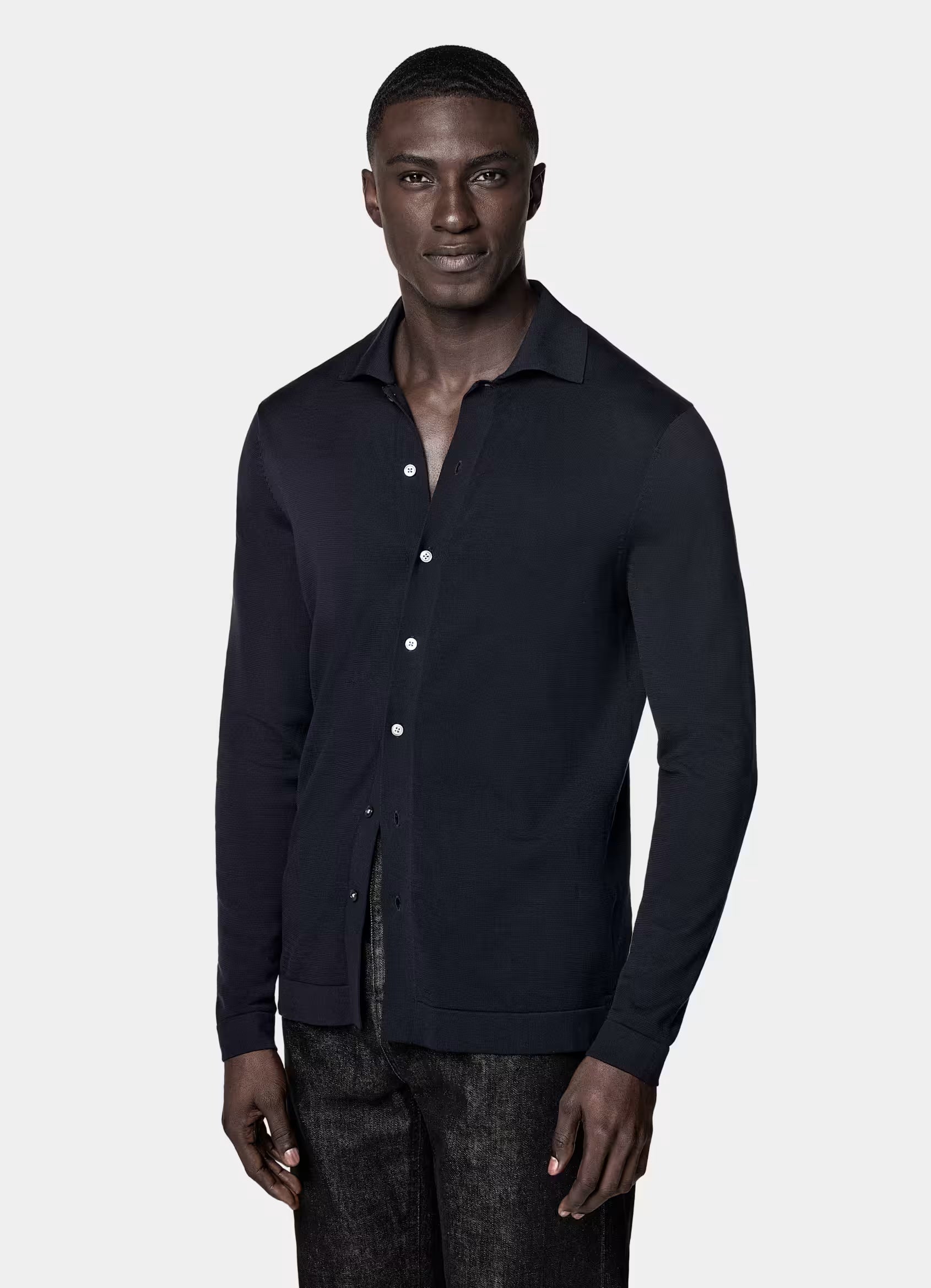 Navy Long Sleeve Polo Cardigan