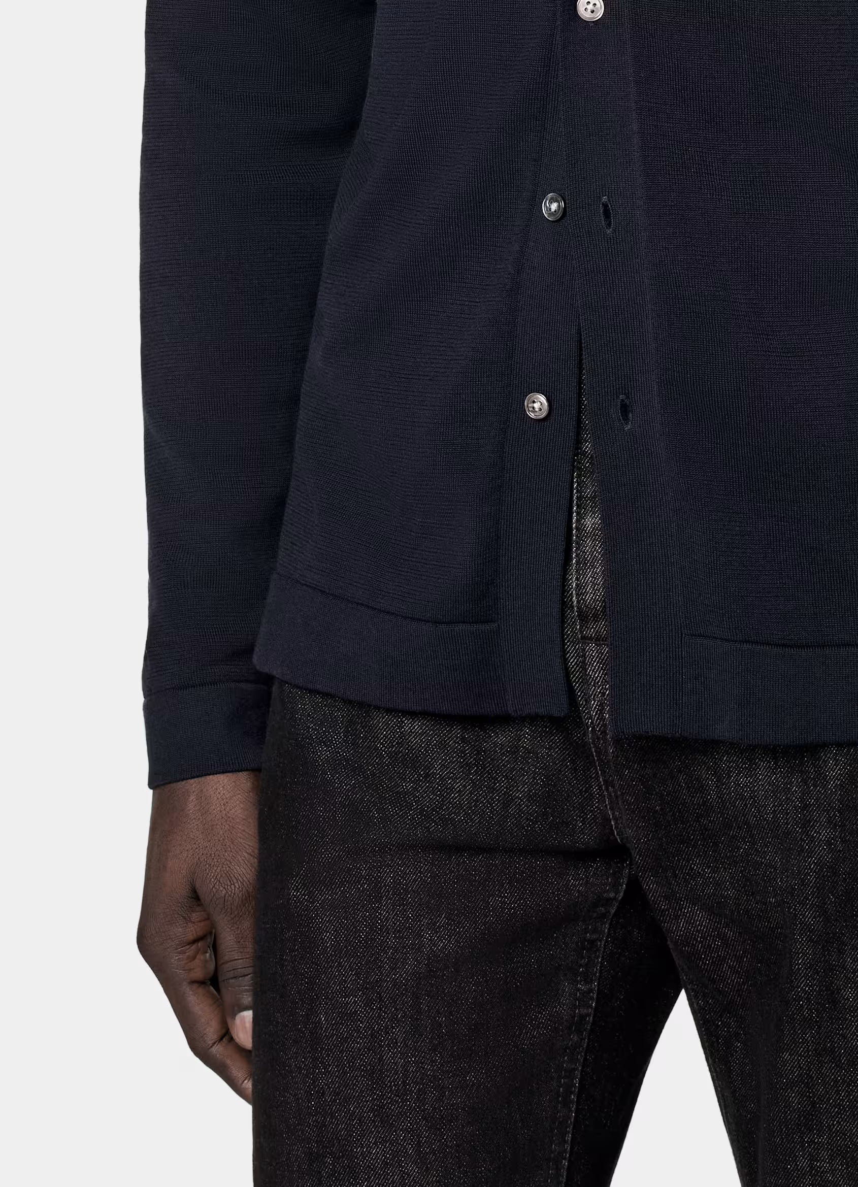 Navy Long Sleeve Polo Cardigan