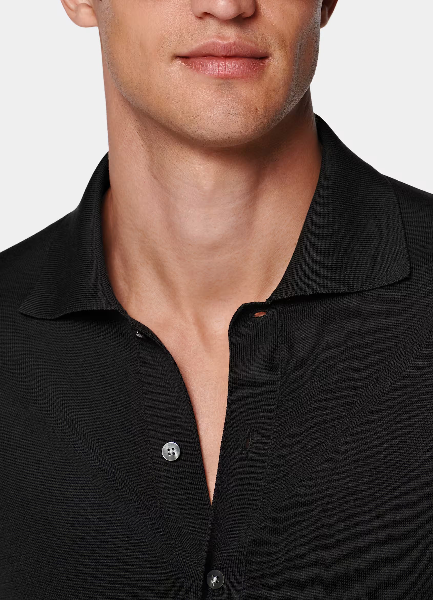 Black Long Sleeve Polo Cardigan
