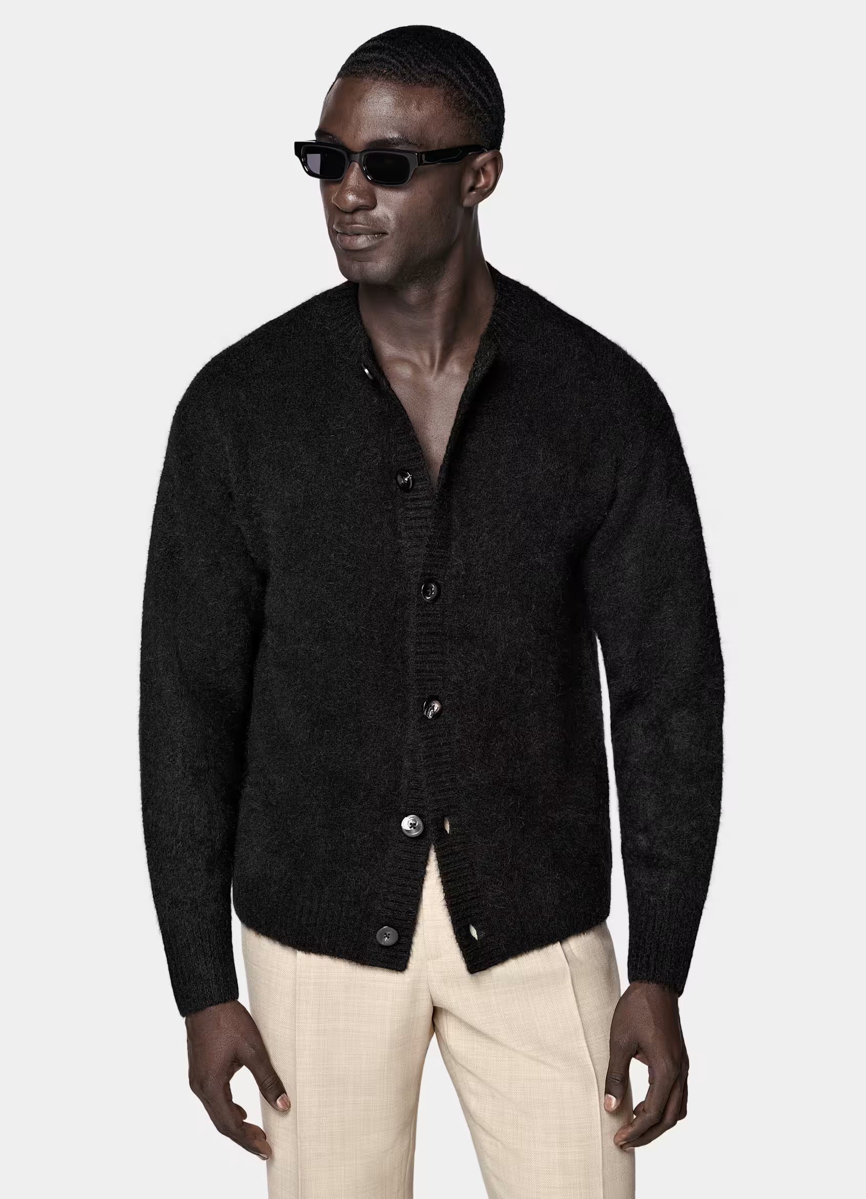 Black Crewneck Cardigan